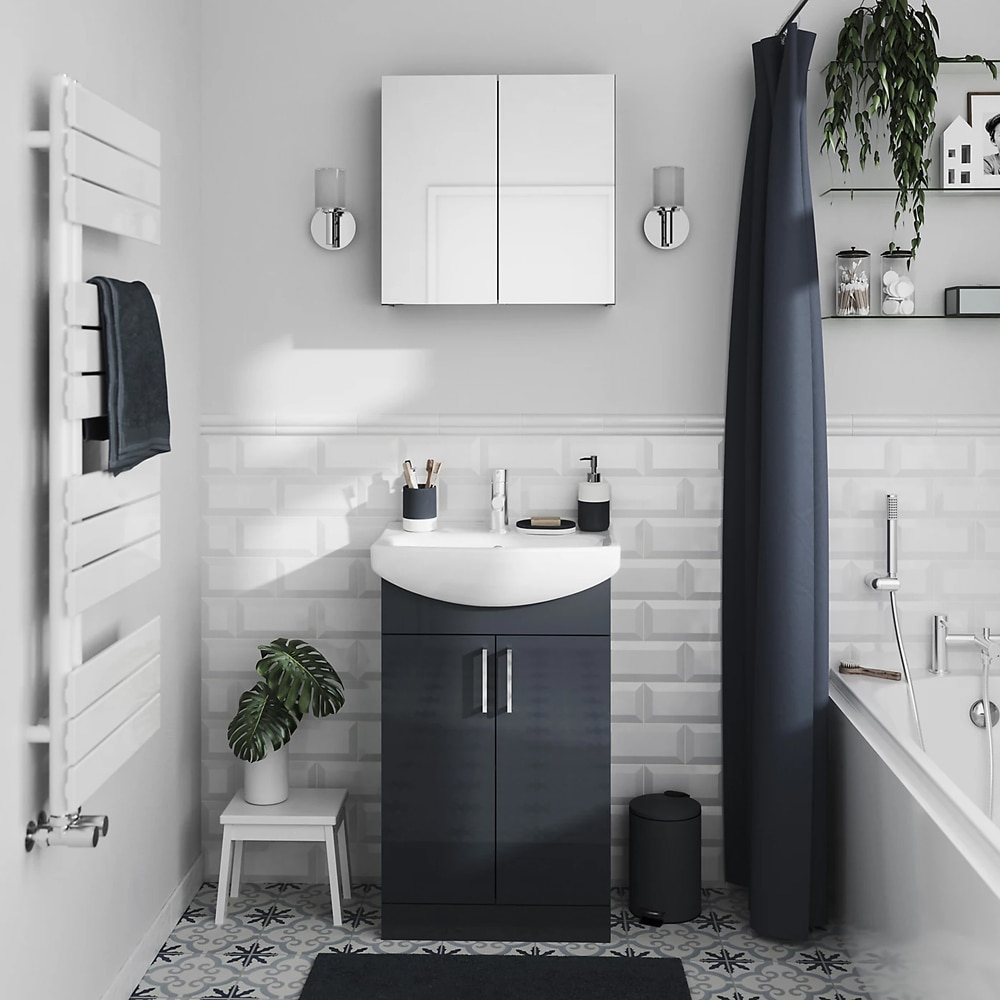 Savoniera GOODHOME Koros, ceramica, alb/bleumarin