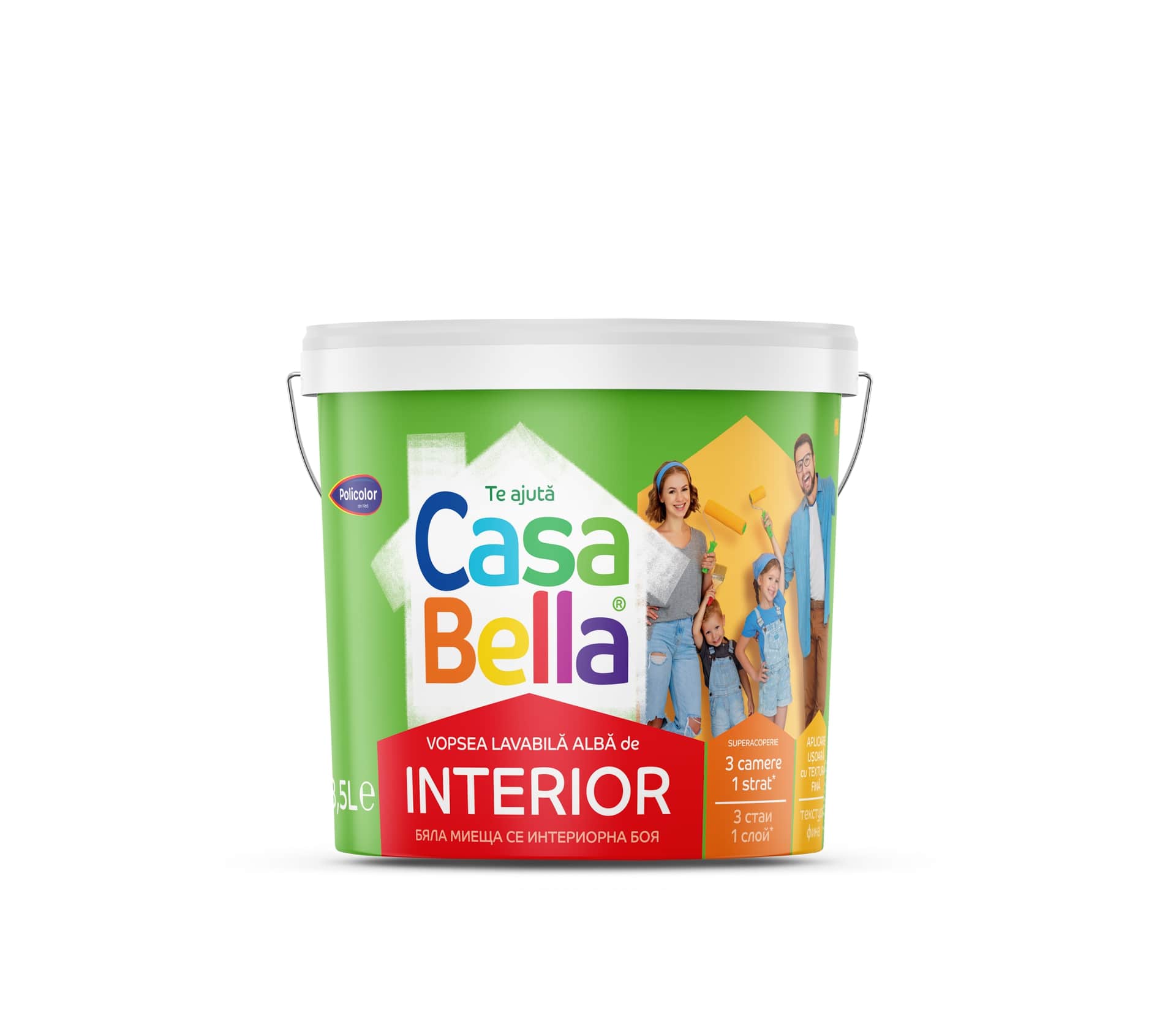 Vopsea lavabila Policolor Casabella, alb, 8.5 L, Interior