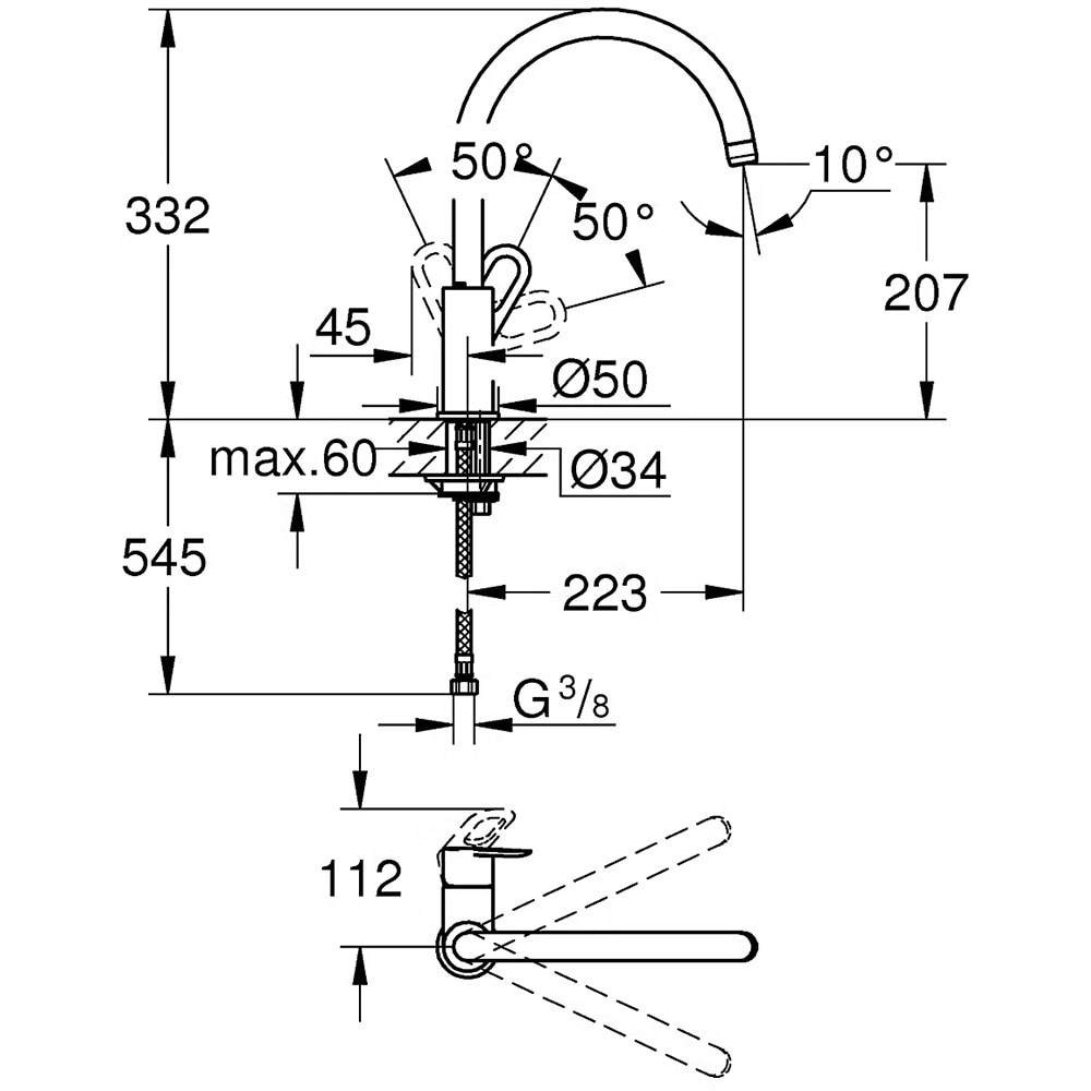 Baterie bucatarie GROHE Start Loop 30323001, alama, crom