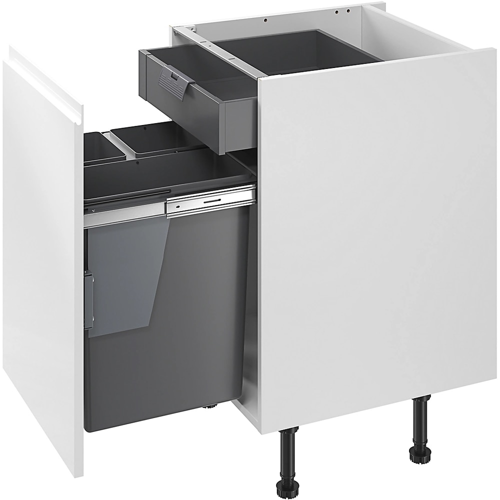 Cos de gunoi GOODHOME 101049003, incorporabil, 3 compartimente, 64l, plastic, gri