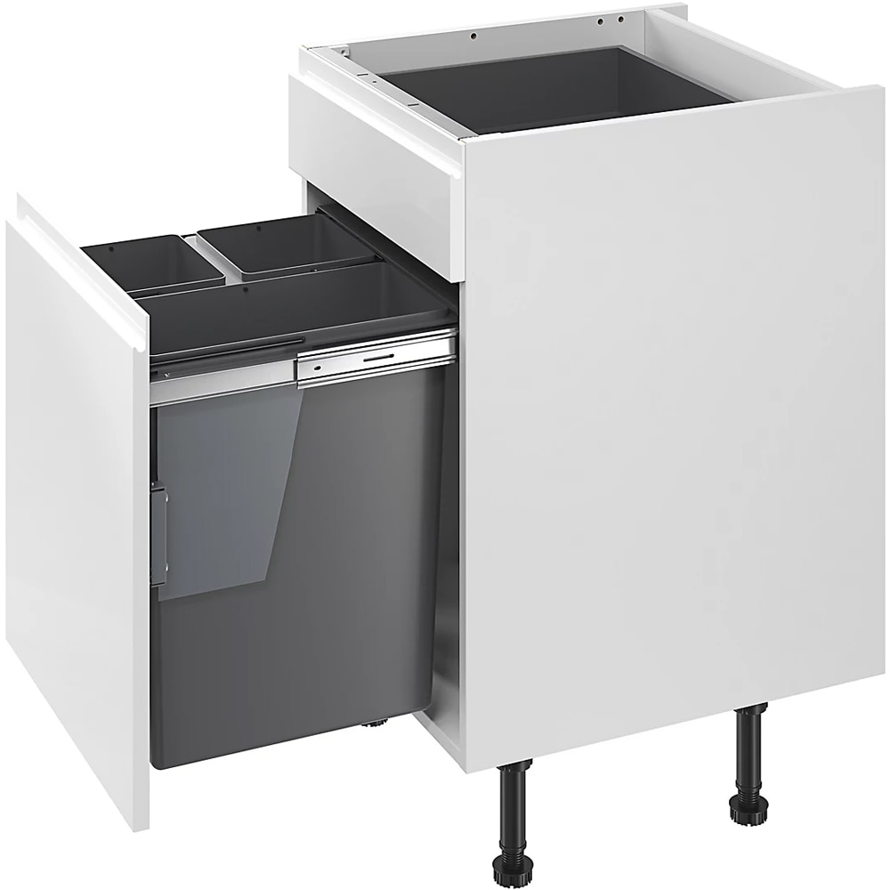 Cos de gunoi GOODHOME 101049003, incorporabil, 3 compartimente, 64l, plastic, gri