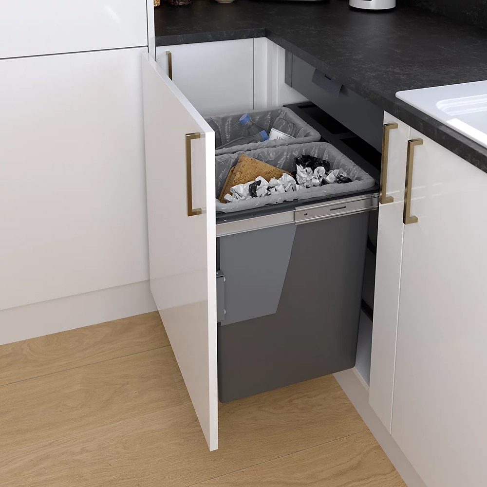 Cos de gunoi GOODHOME 101049004, incorporabil, 2 compartimente, 92l, plastic, gri