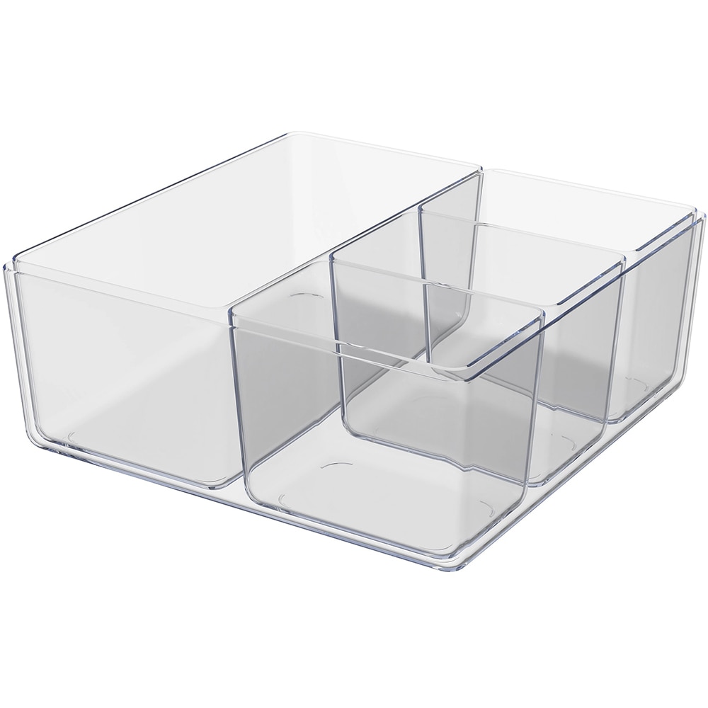 Set 5 cutii organizare baie Koros GOODHOME, 23.6 x 23.6 x 8.9, polietilena, transparent