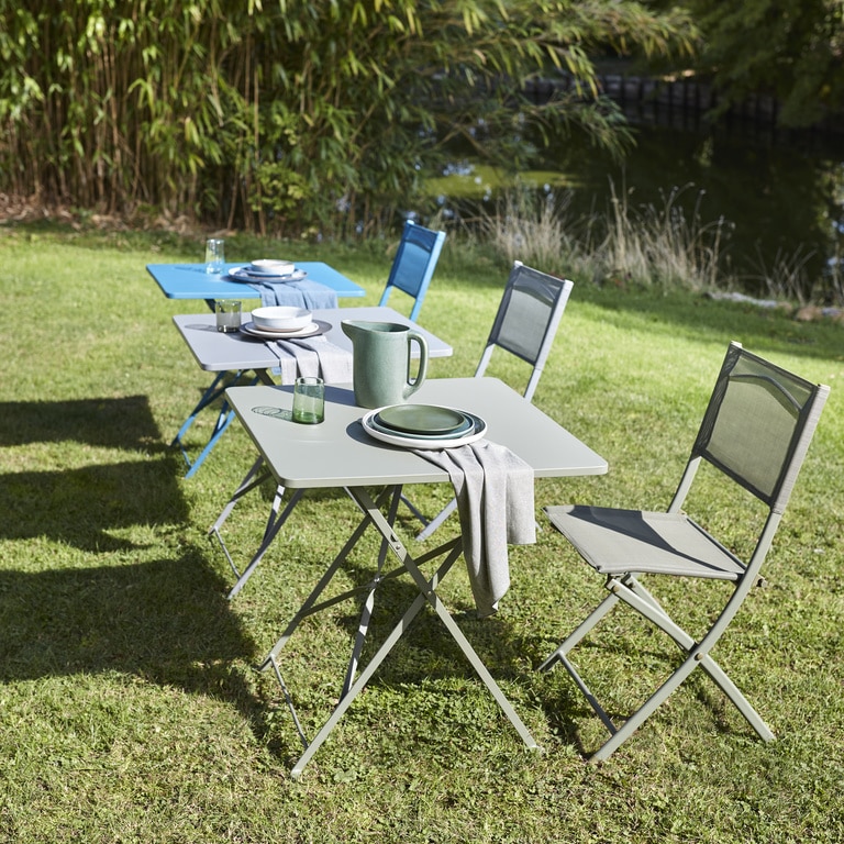 Scaun de gradina, pliabil, albastru, poliester/otel, 50 x 46.5 x 84.5 cm • GoodHome Saba