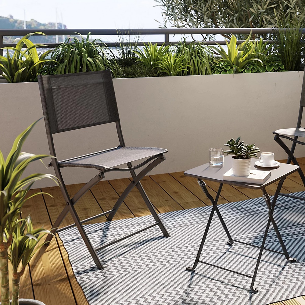 Scaun terasa GOODHOME Saba, otel, 50 x 46.5 x 84.5 cm, gri