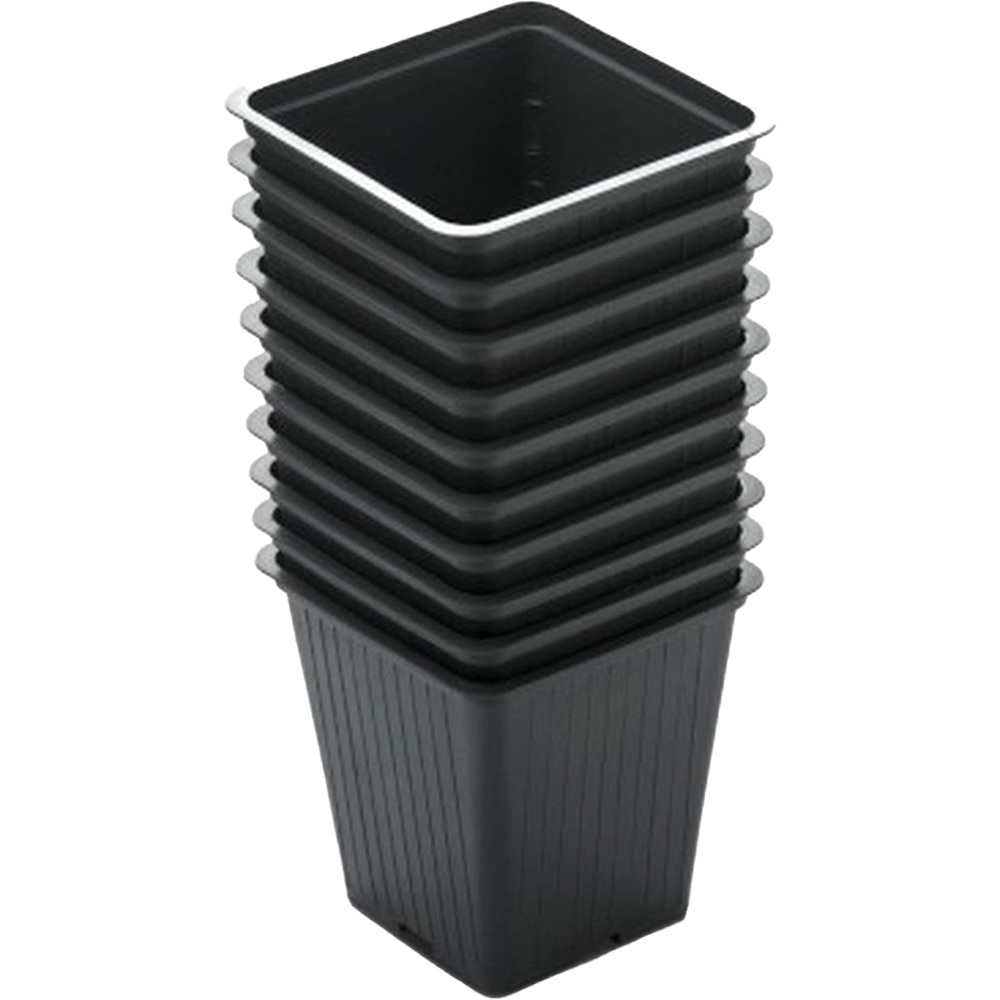 Set 10 ghivece patrate NAPOCHIM, polipropilena, 11 x 11 x 12 cm negru