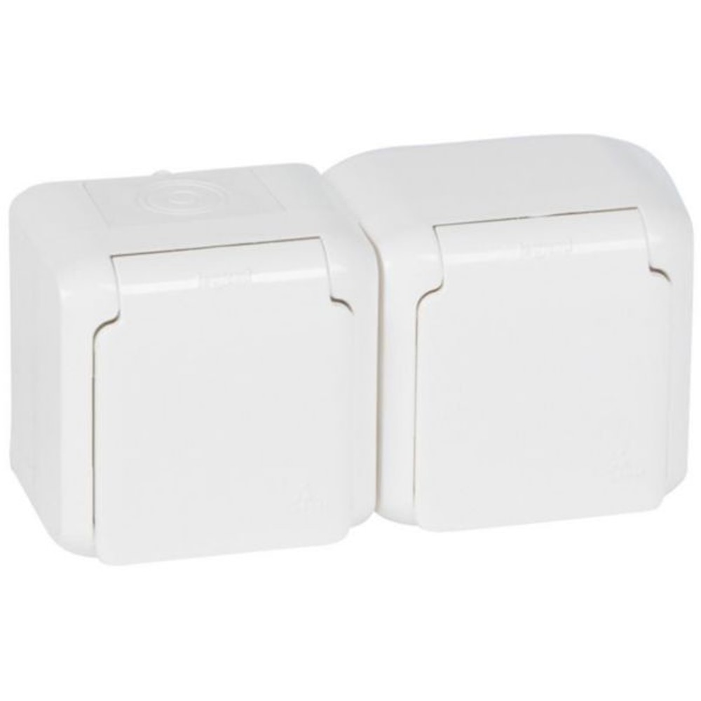 Priza dubla LEGRAND, interior, IP44, 16A, alb