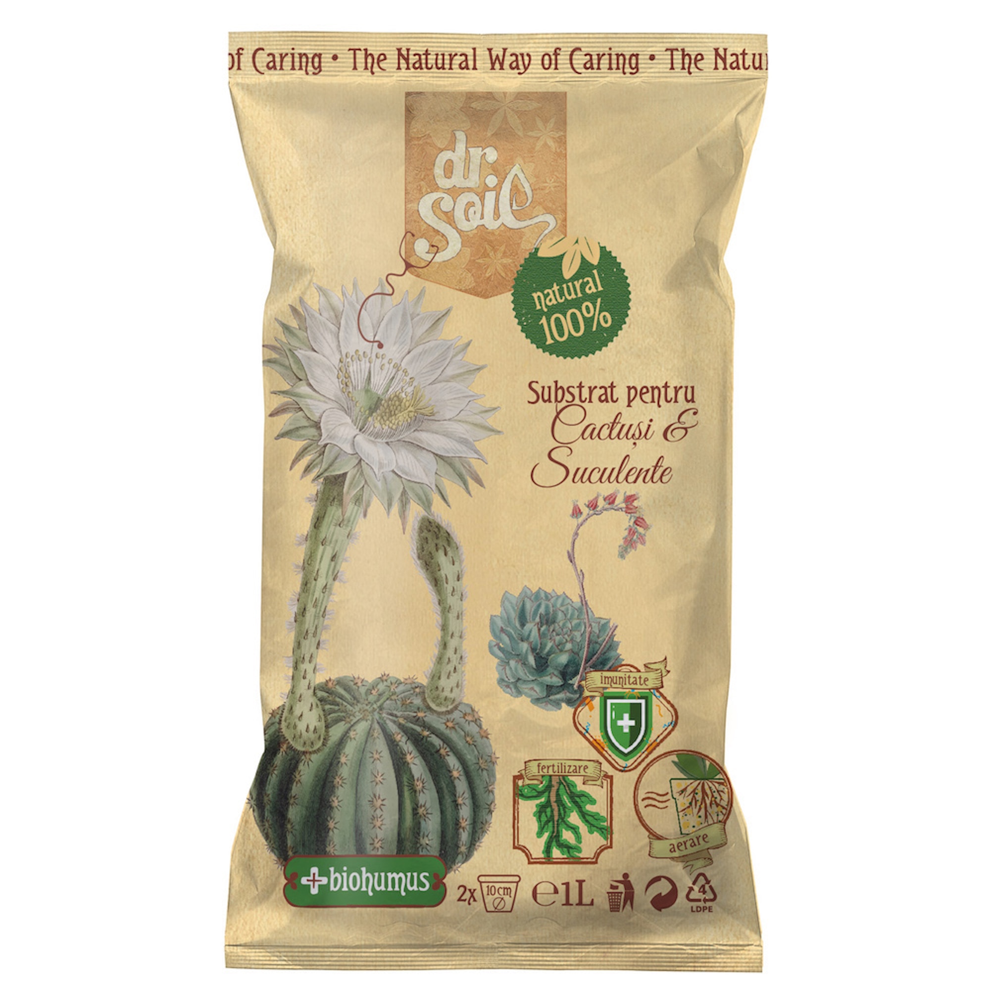 Substrat natural pentru cactusi si suculente, 1 L • Dr. Soil