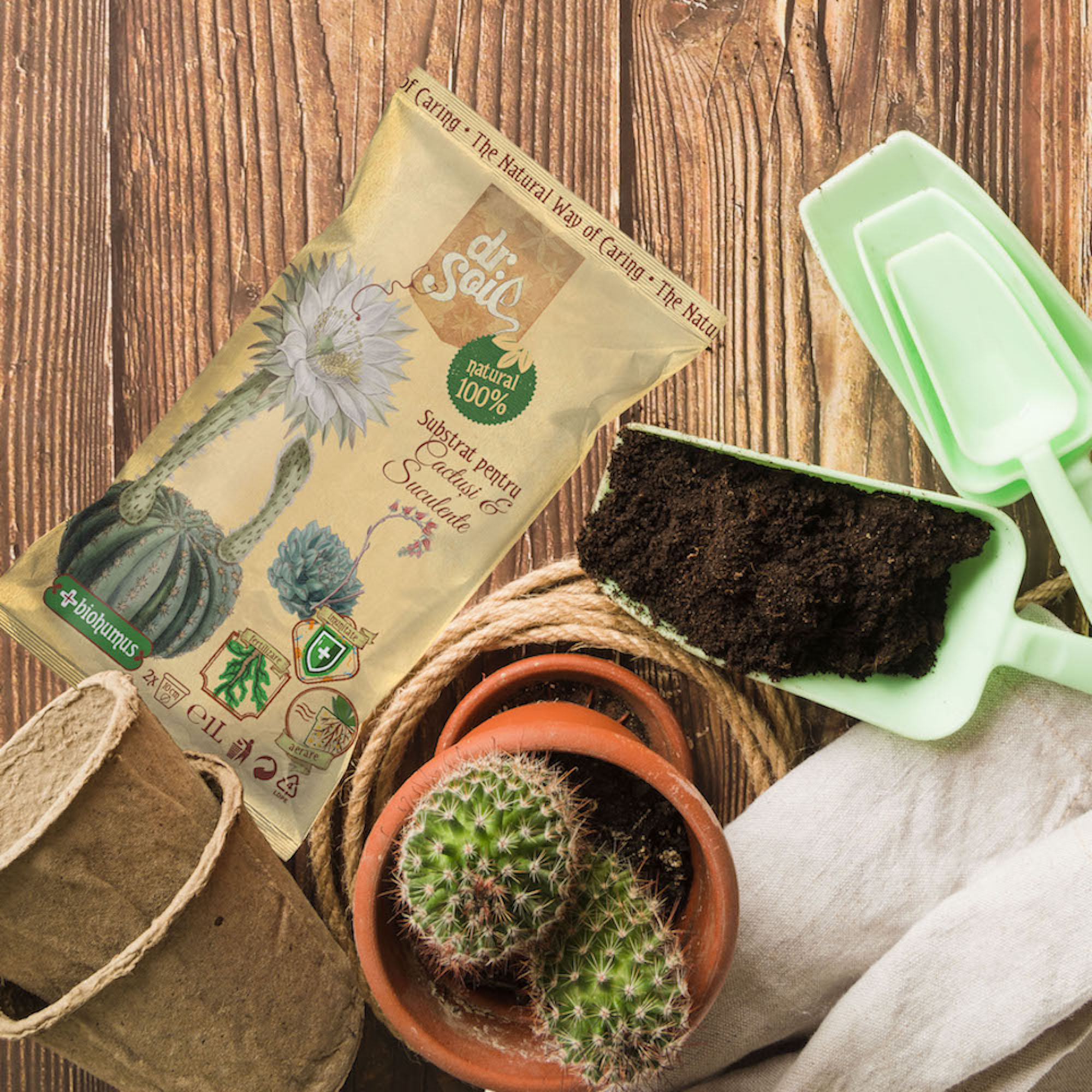 Substrat natural pentru cactusi si suculente, 1 L • Dr. Soil