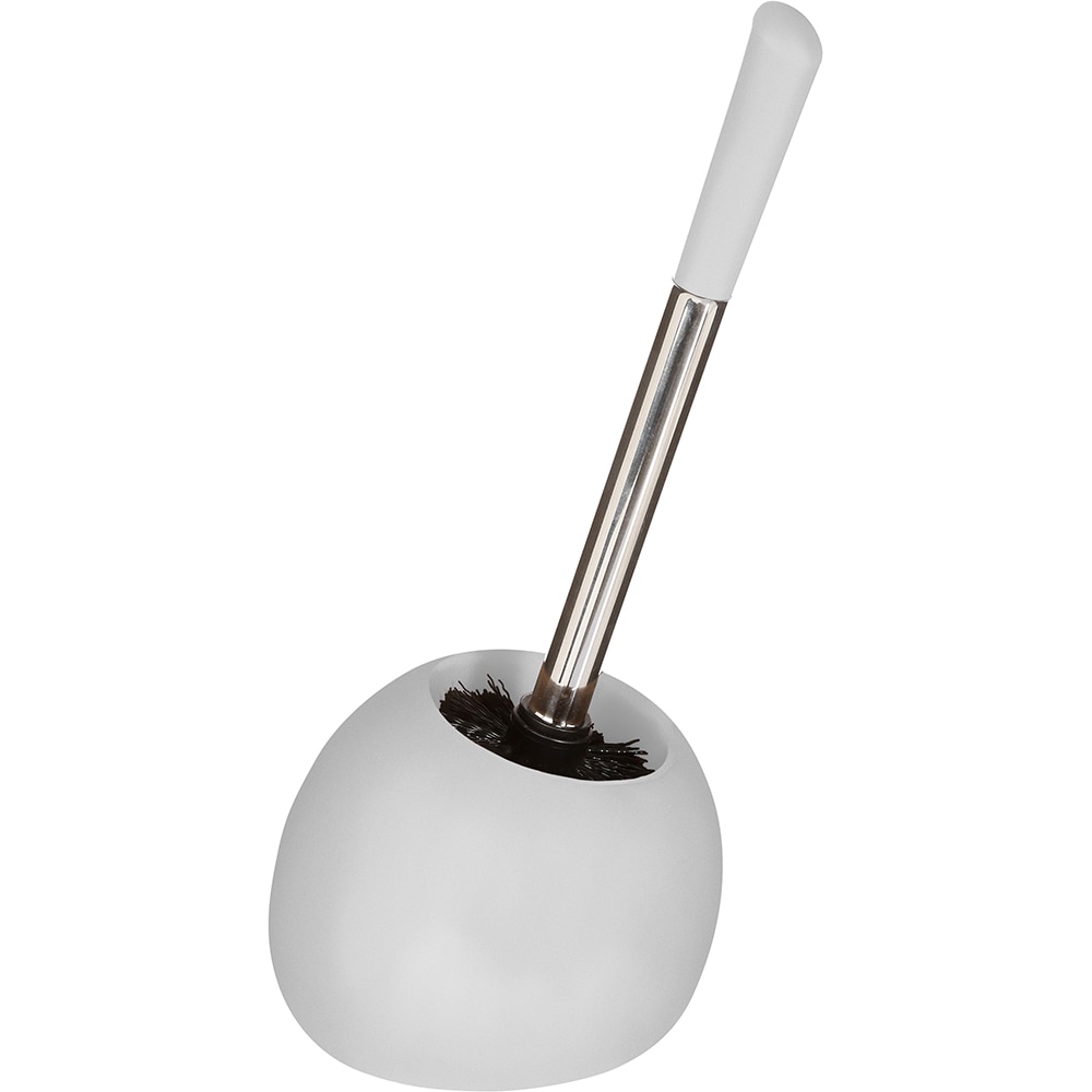 Perie WC cu suport Silk, 15 x 36 cm, ceramica si PVC, alb