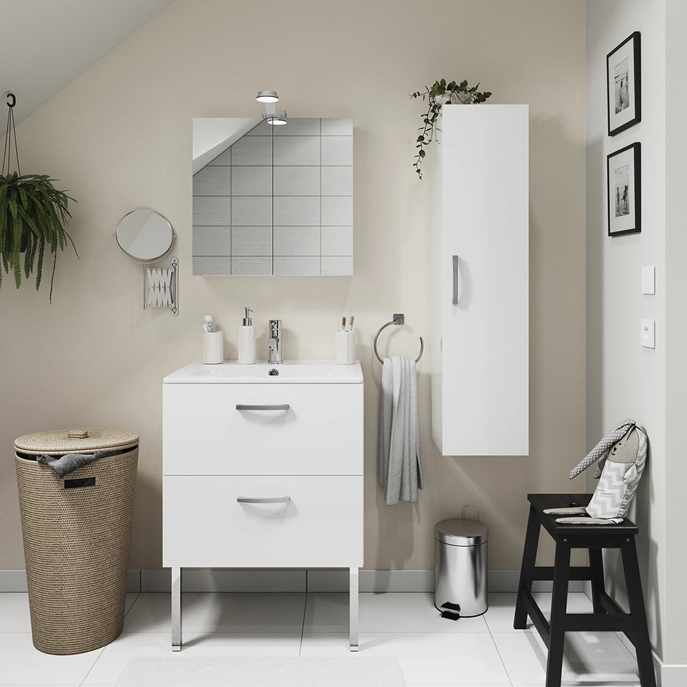 Dulap baie cu oglinda Aruna, 55 x 15 x 54 cm, alb