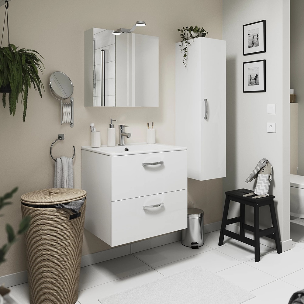 Dulap baie cu oglinda Aruna, 55 x 15 x 54 cm, alb