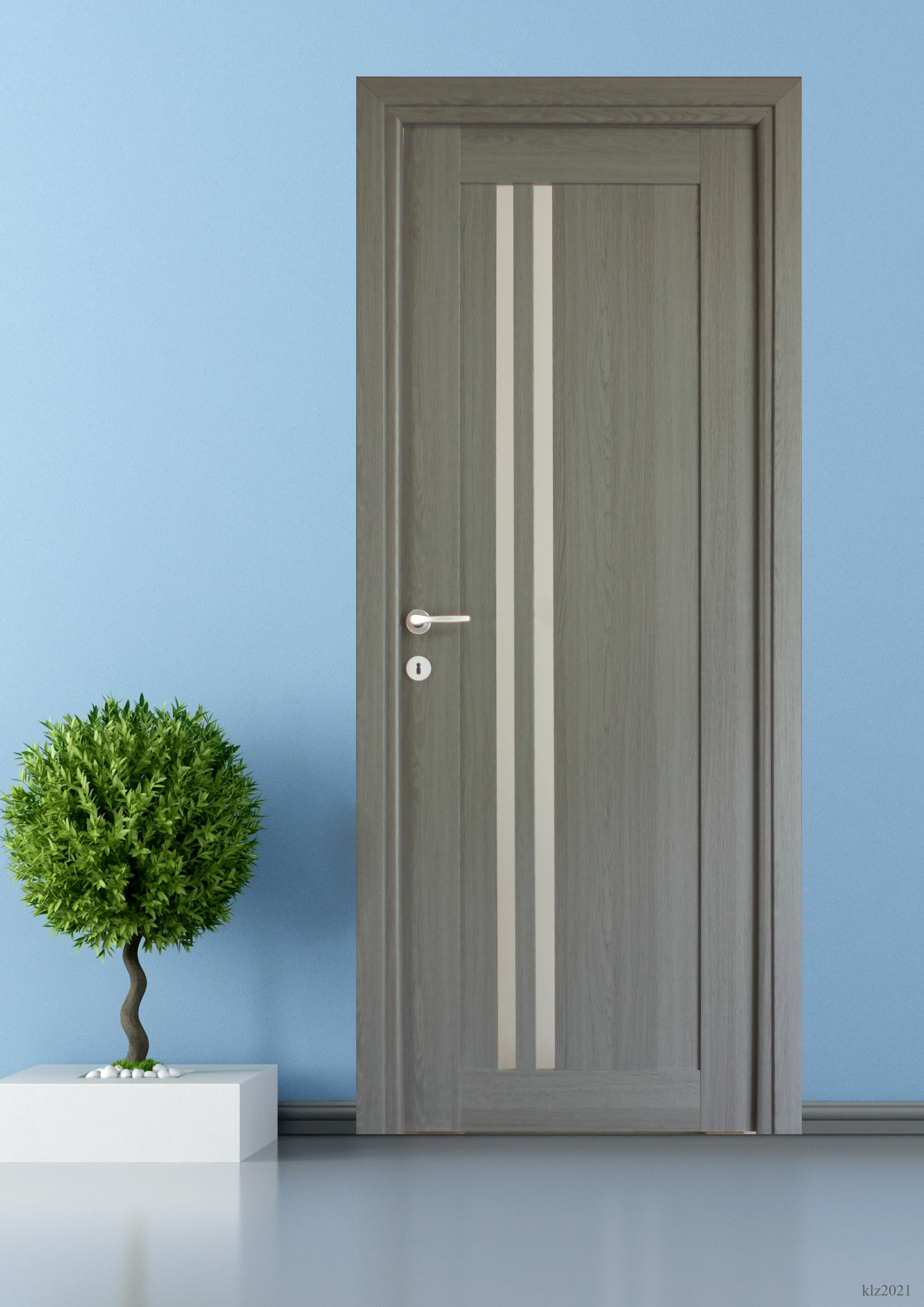 Usa de interior, geam/mdf, antracit, reversibila 203 x 68 cm  Della