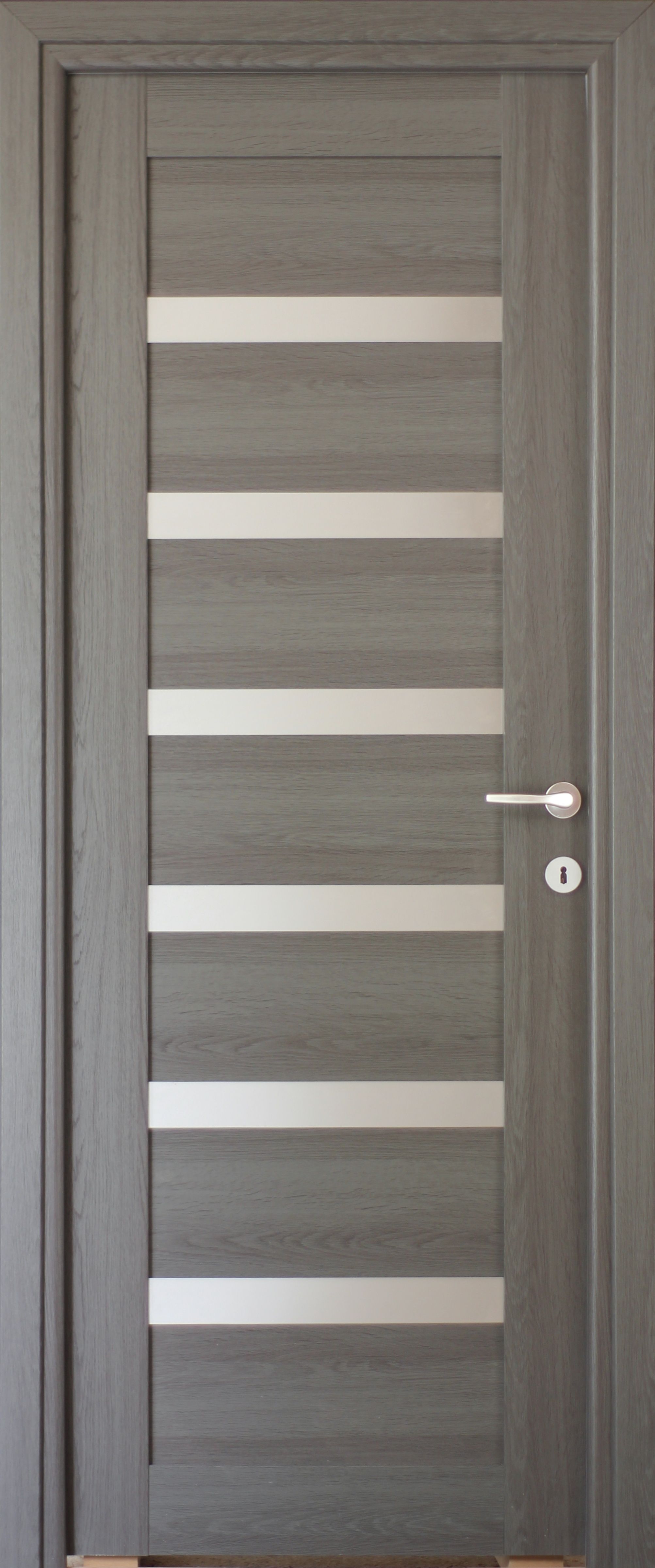 Usa de interior, geam/mdf, antracit, reversibila, 203 x 68 cm  Linneya