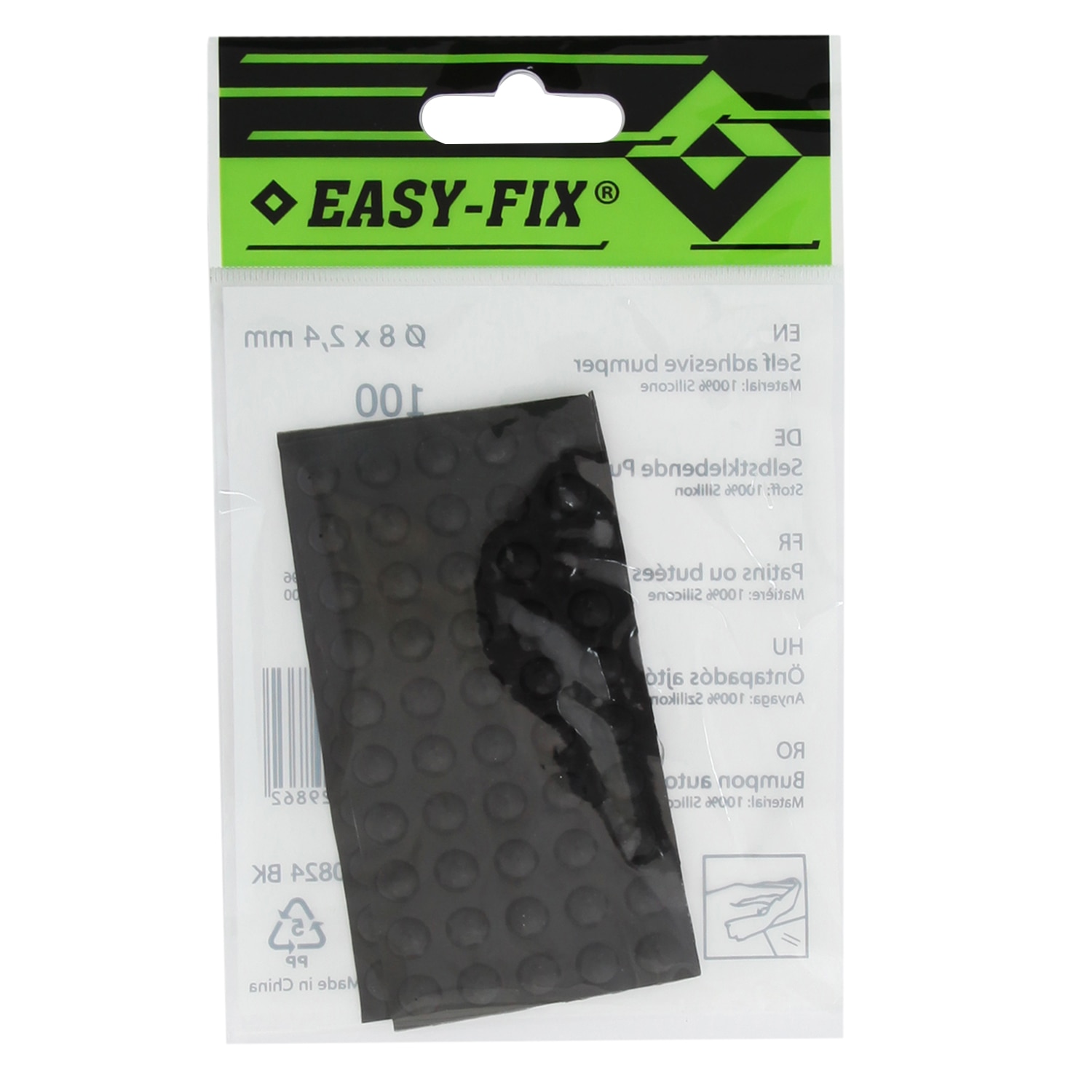 Bumpon autoadeziv 8x2.4mm negru 100