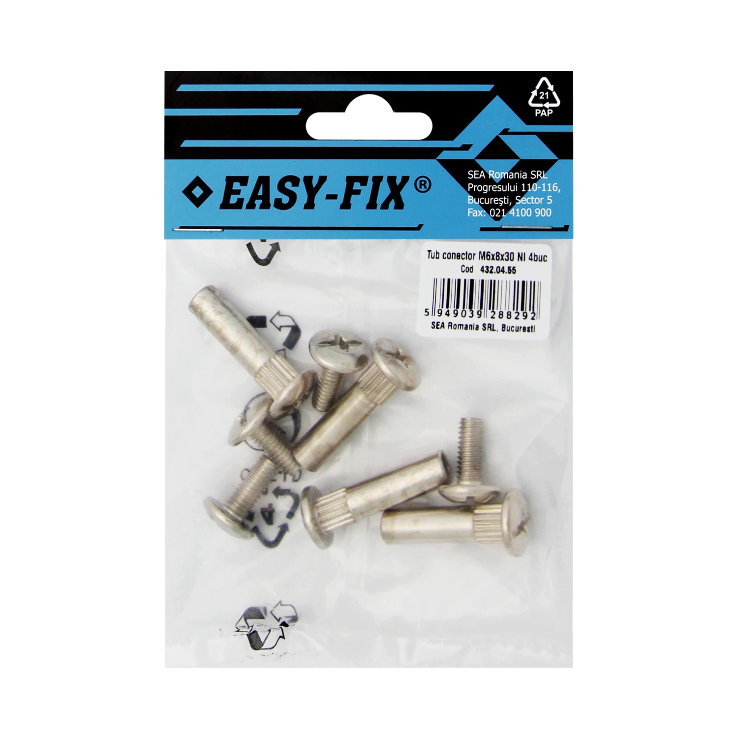 Set tub conector si suruburi m6x8x30 ni 4buc