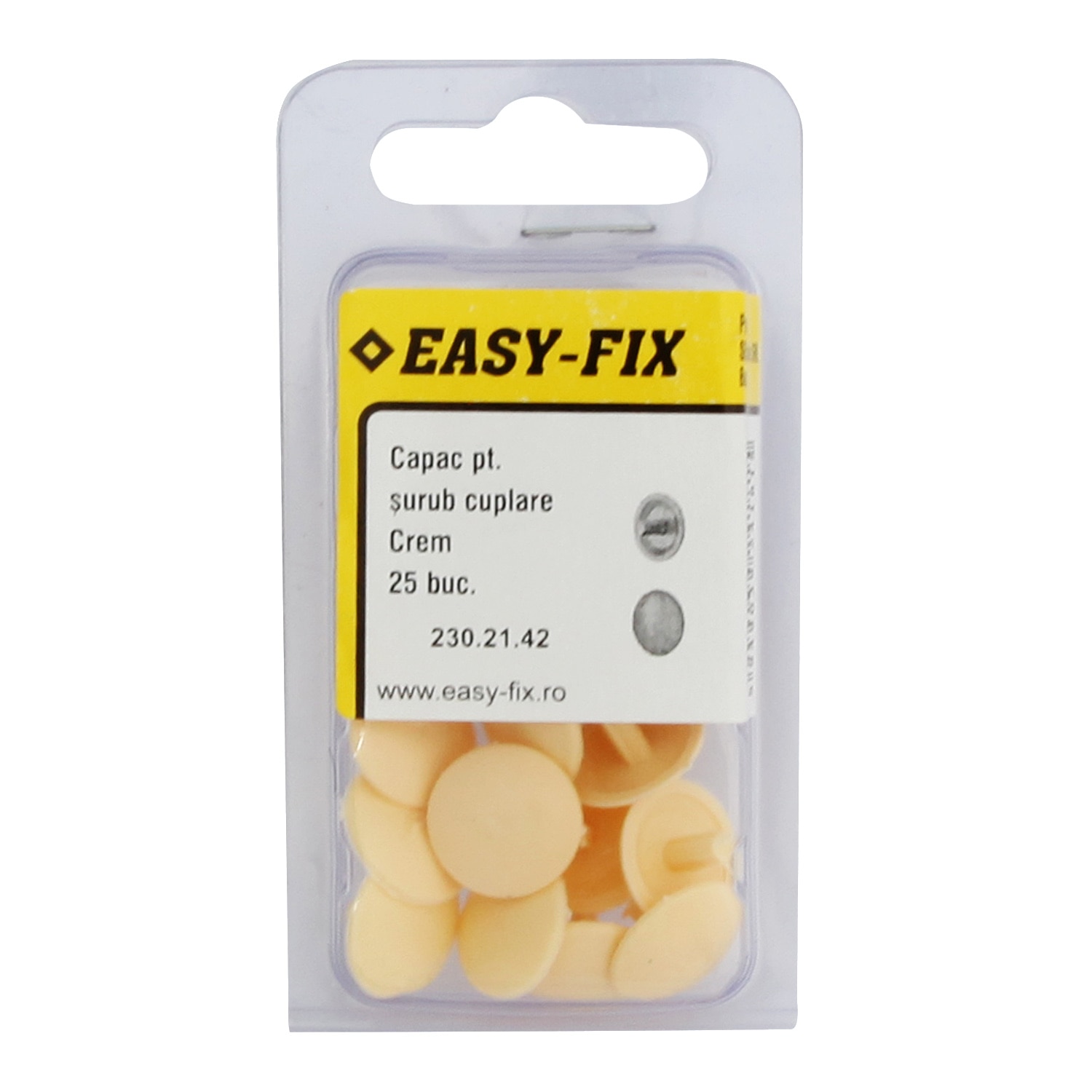 Capac plastic pin pt suruburi cupl crem 25buc