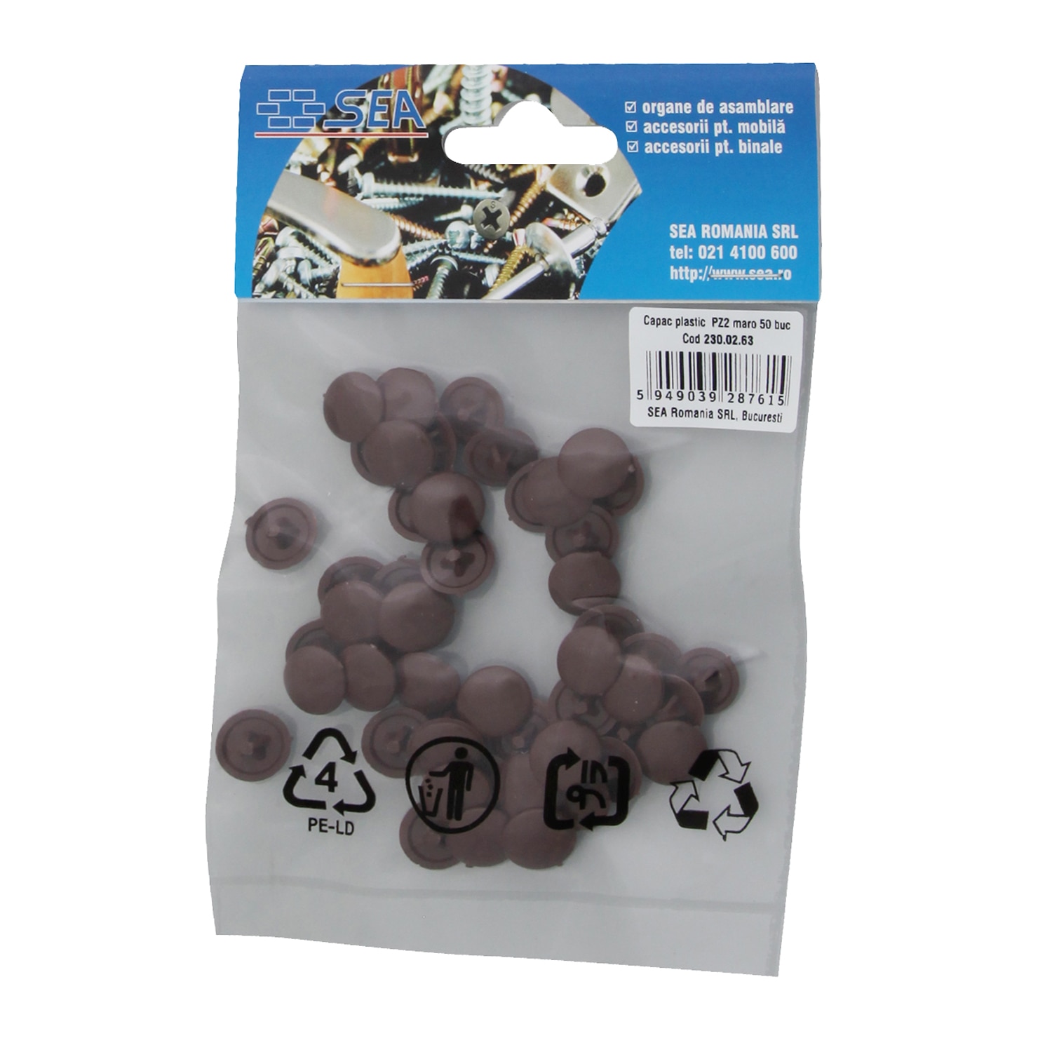 Capac plastic pz2 maro 50buc