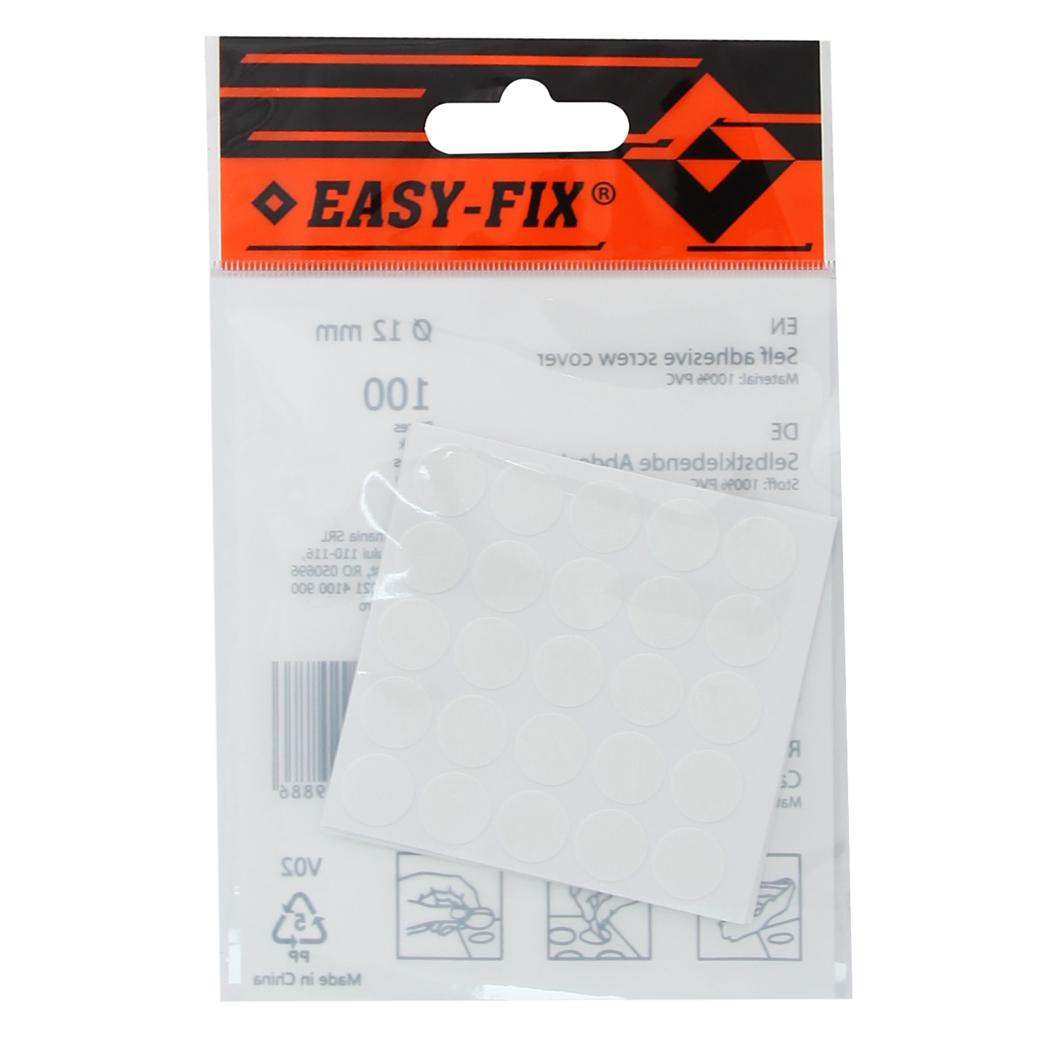 Pe capac adeziv 12mm alb mat 100