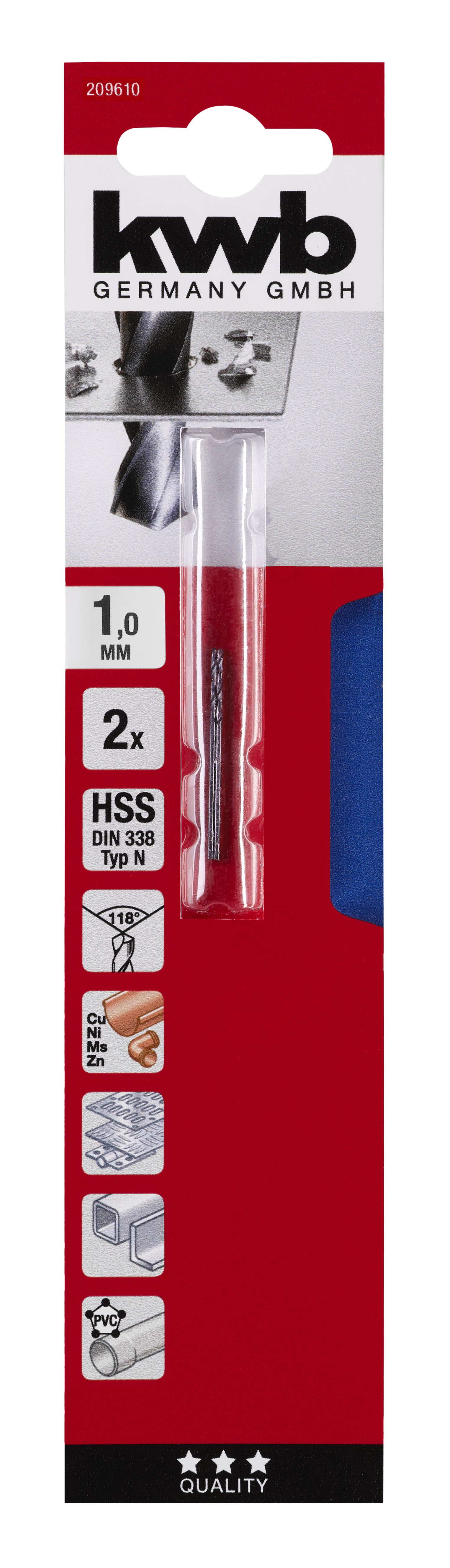 Set 2 burghie metal Kwb, HSS forjat, 1 mm