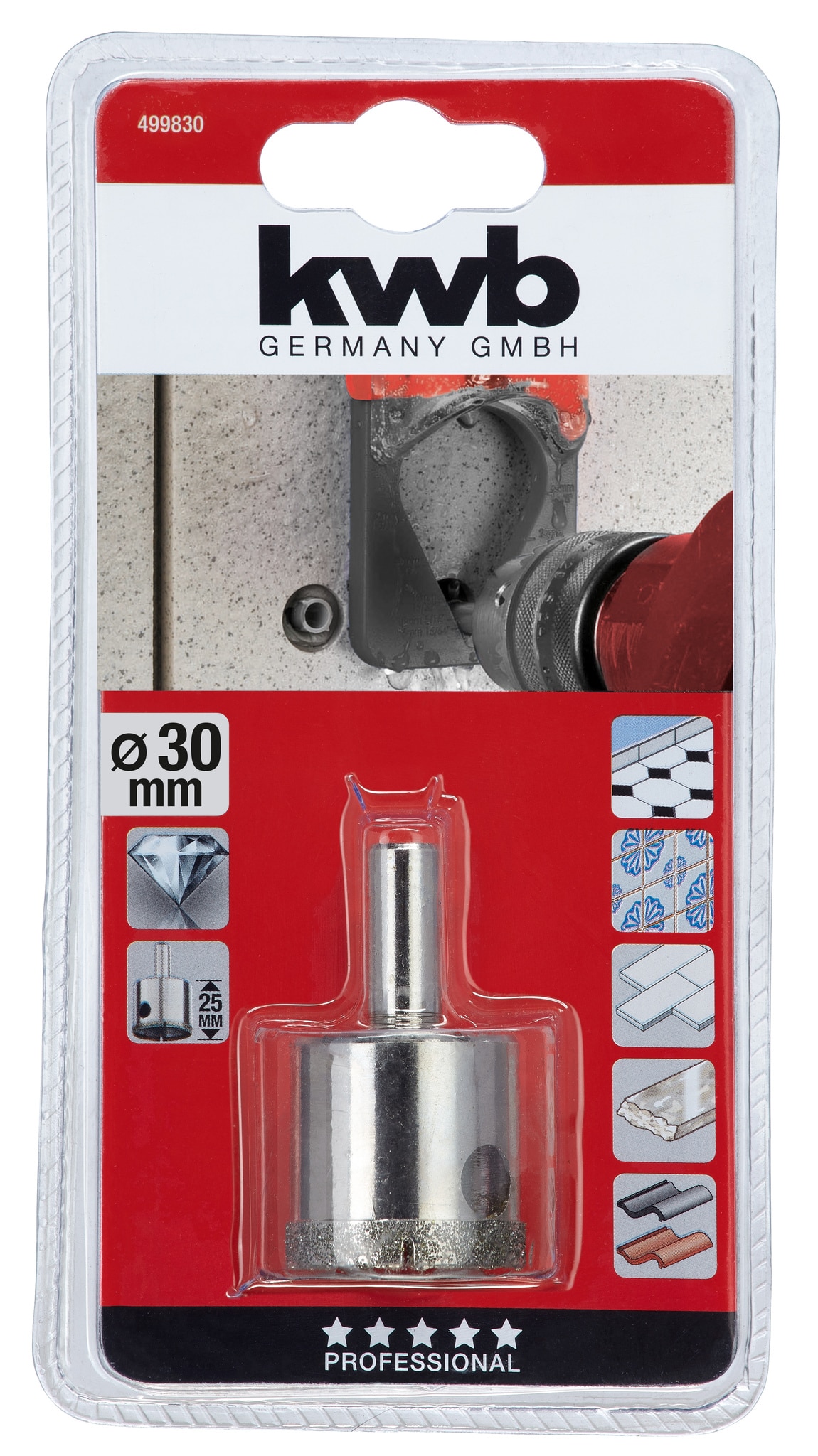 Carota diamantata 30, 25 mm  Kwb