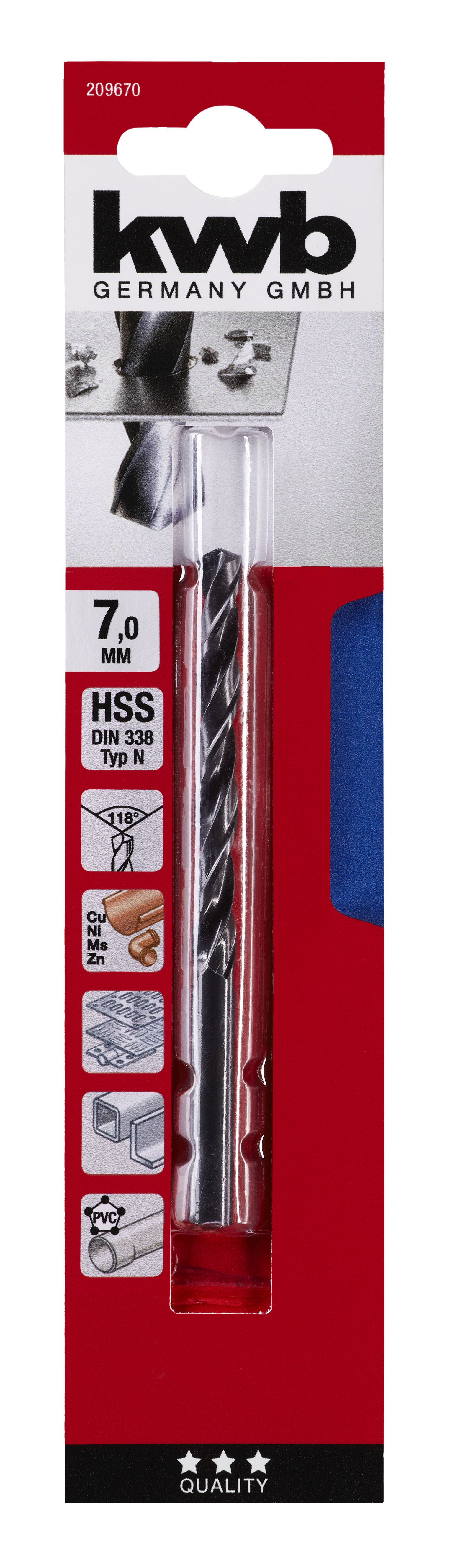 Burghiu metal, 7 mm, HSS forjat  Kwb