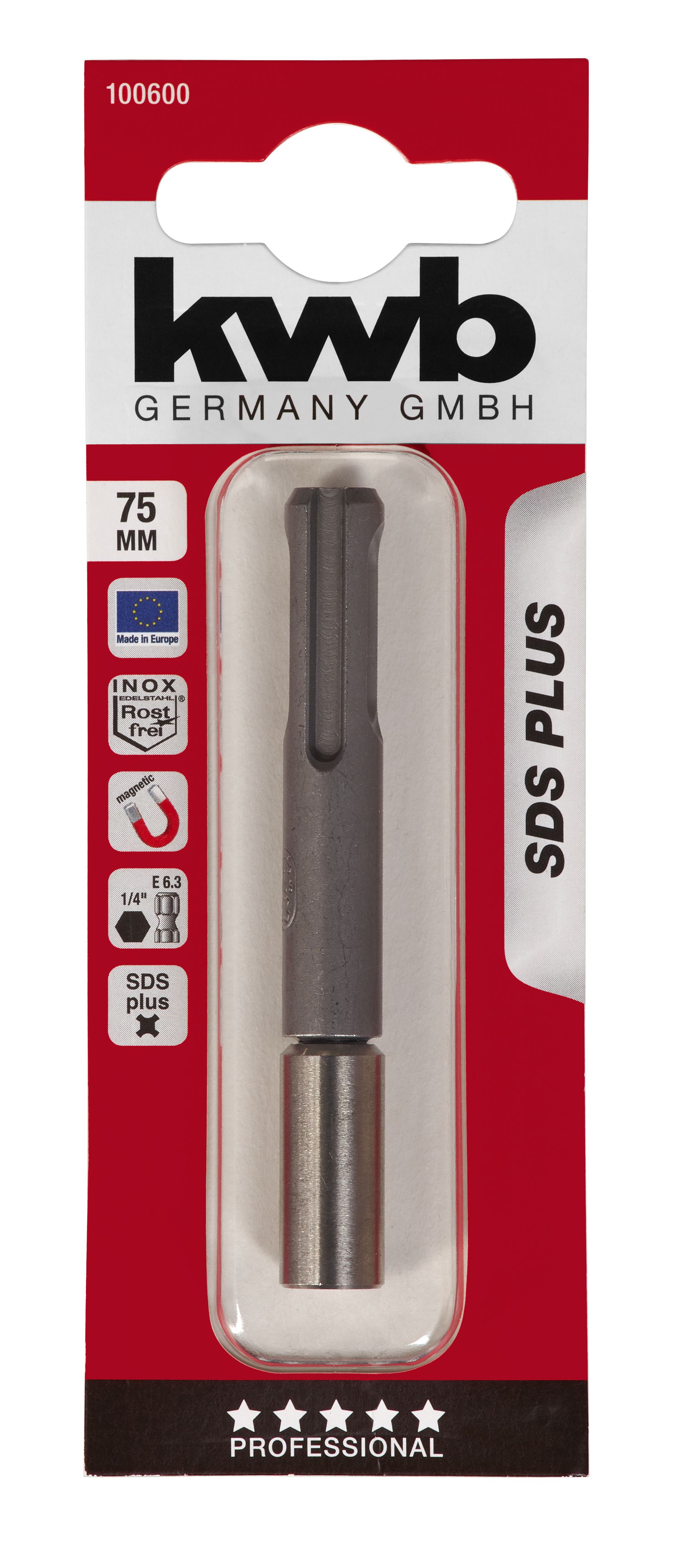 Suport de biti, SDS Plus, 75 mm  Kwb