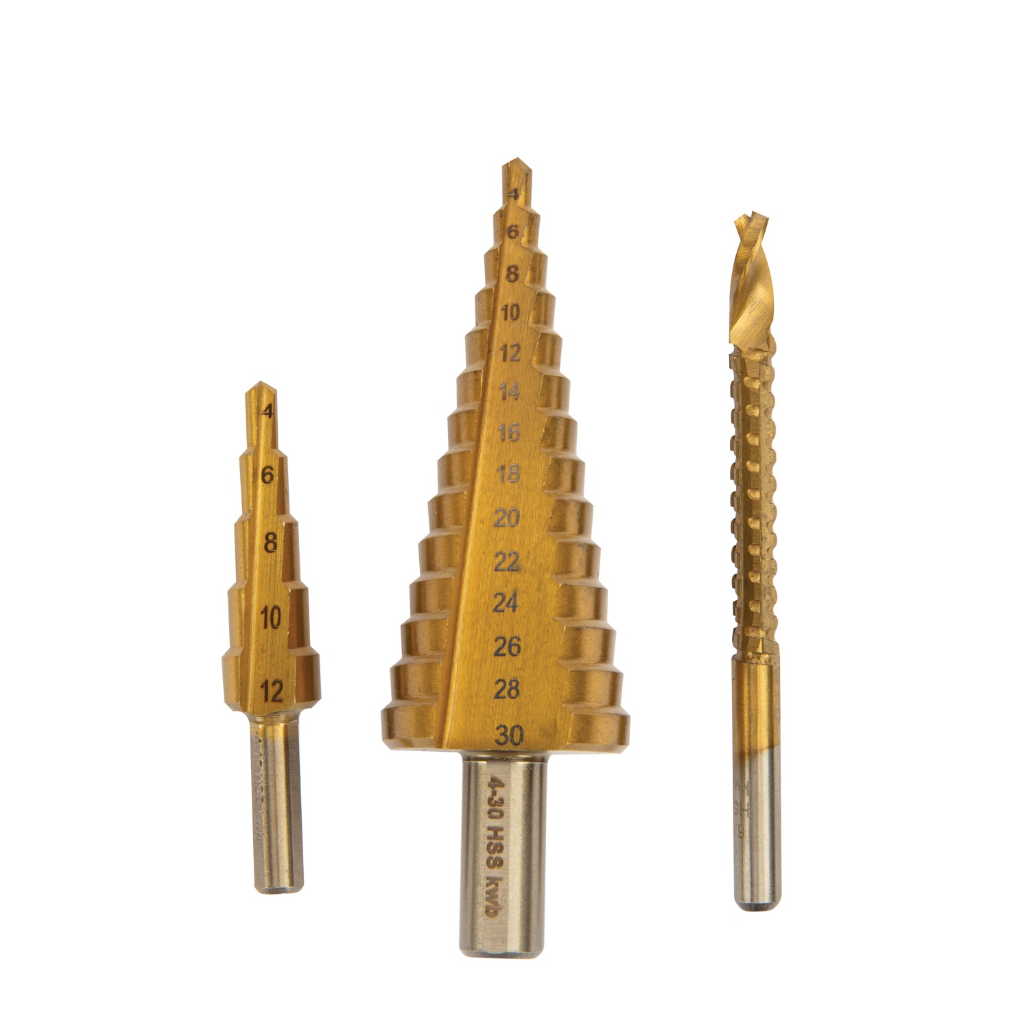 Set 2 x burghie in trepte si 1 x burghiu de frezat  Kwb