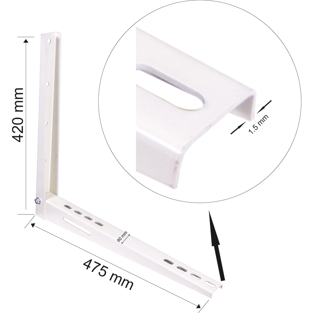 Consola rabatabila de fixat aparat aer conditionat, 9000 - 12000 BTU, 475 x 420 x 60 mm