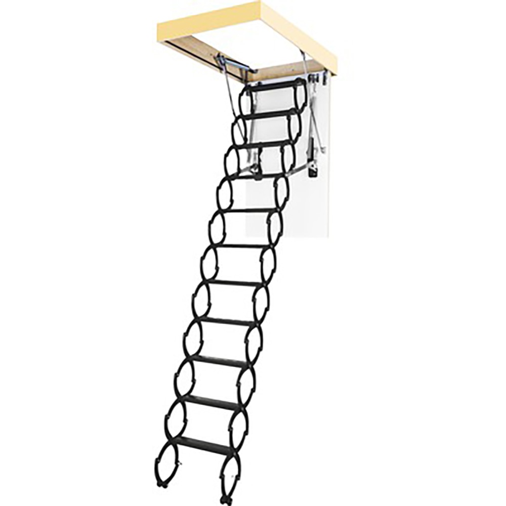Scara pliabila pantograf OPISTEP, 11 trepte, 60 x 120 cm, otel, negru