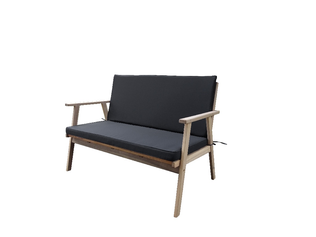 Set mobilier gradina, maro, lemn, 4 persoane, 4 piese, masa + canapea + 2 scaune, include perne • Acacia