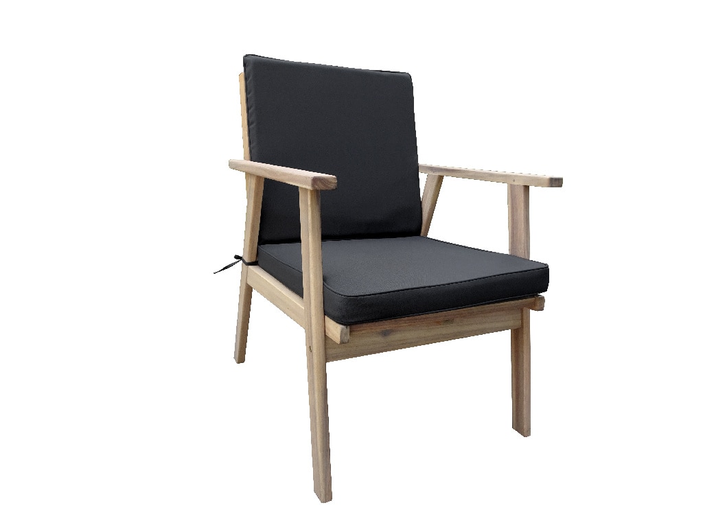 Set mobilier gradina, maro, lemn, 4 persoane, 4 piese, masa + canapea + 2 scaune, include perne • Acacia