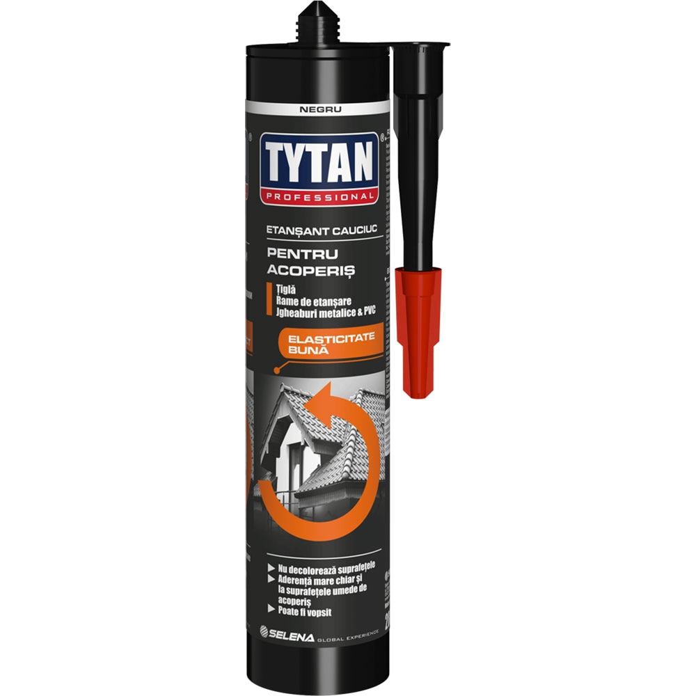 Etansant acoperis cauciuc TYTAN PROFESSIONAL, aplicare pistol, negru, 280 ml