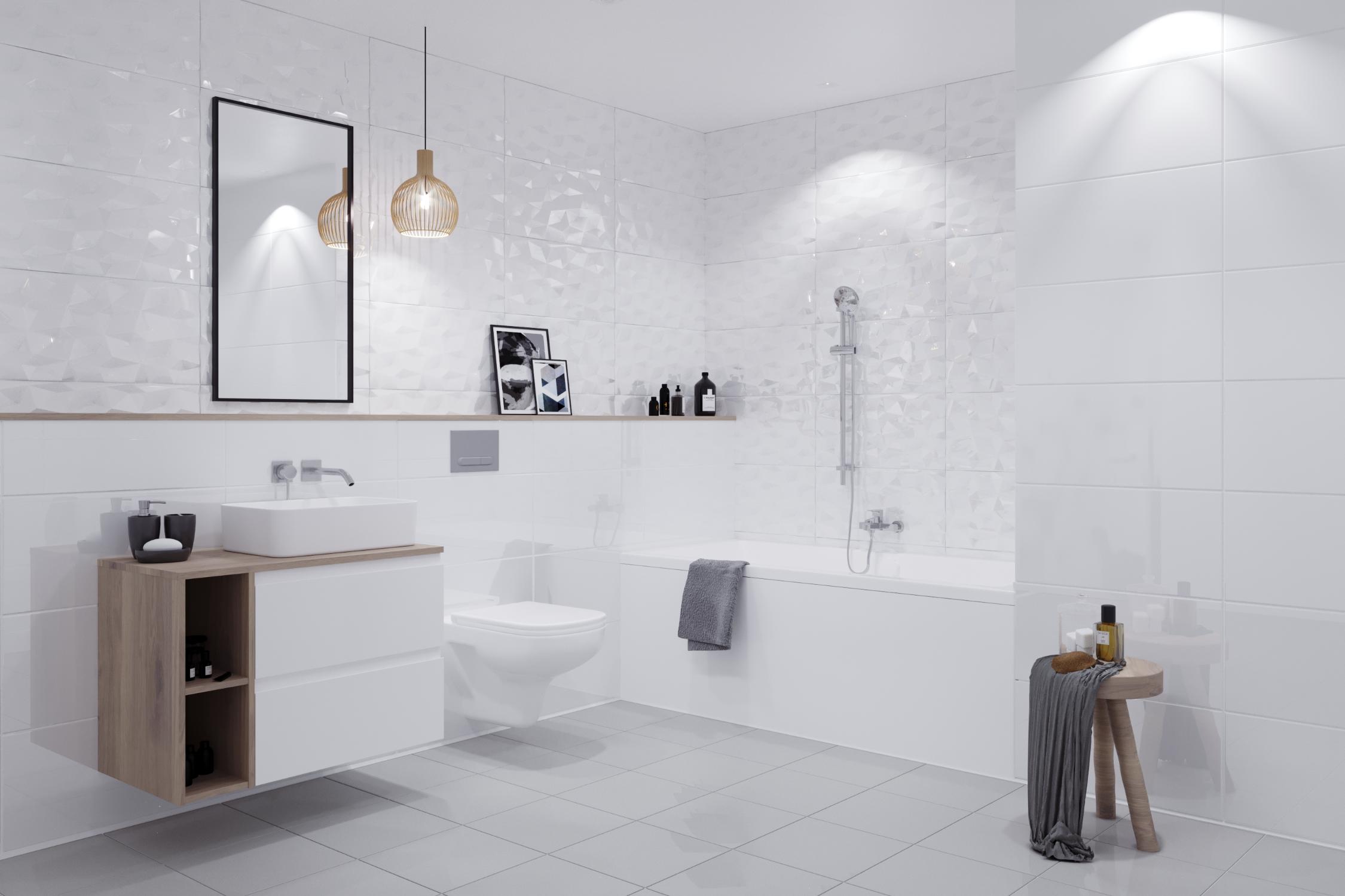 Fraianta interior Cersanit Perouso White Glossy Monocolour, 29.7 x 60 cm, grosime 8.5 mm1.25 mp/cutie, alb