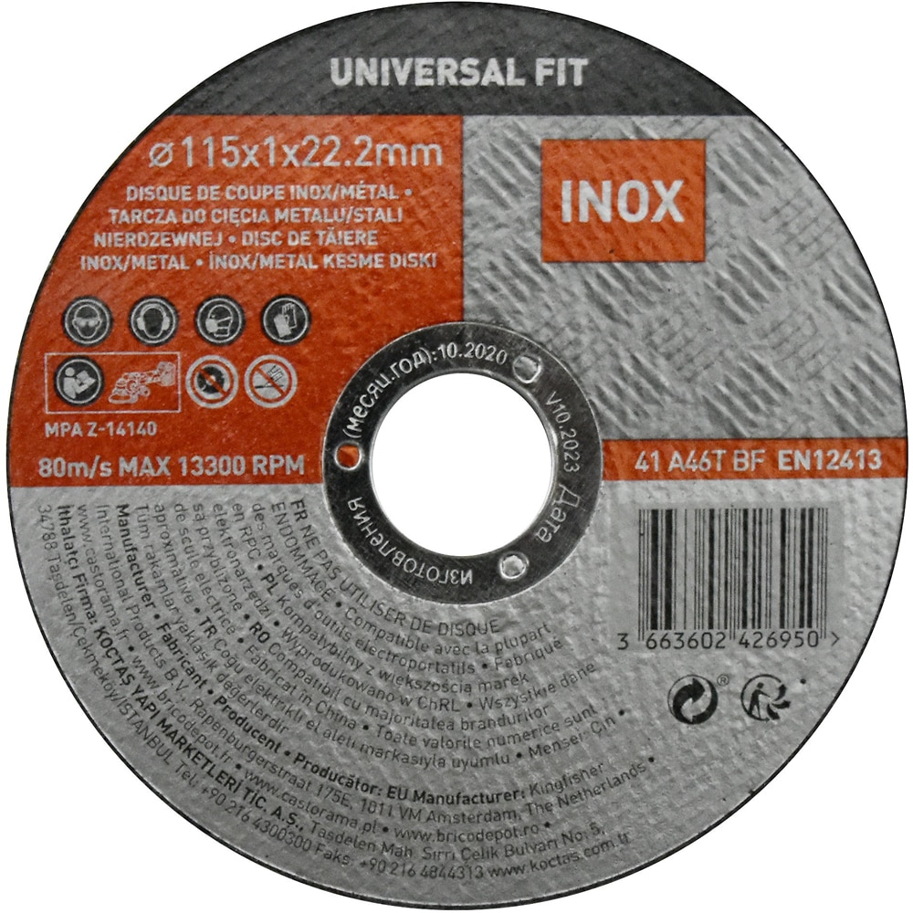 Disc taiere inox metal Universal Fit, 115 x 22.2 mm, negru