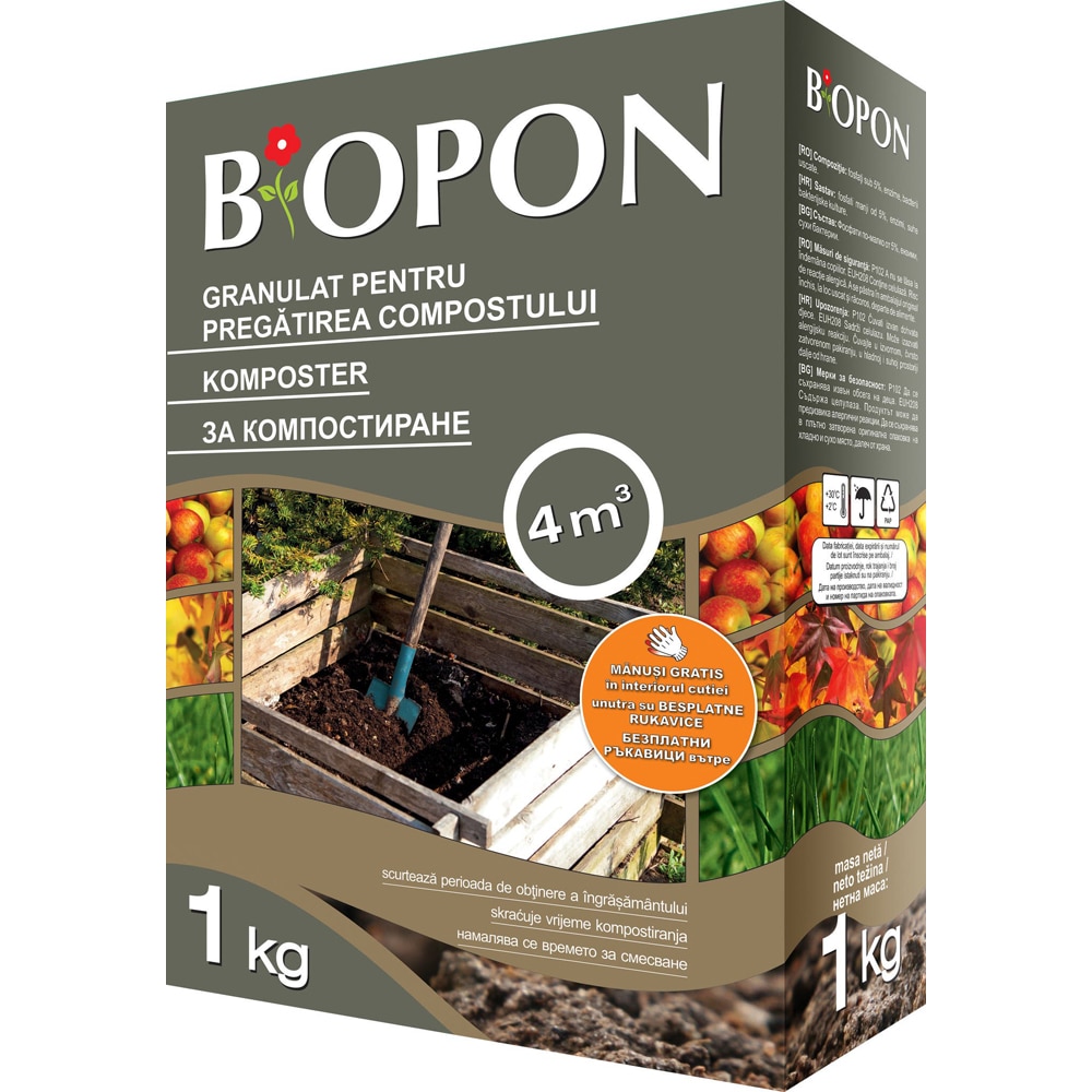 Compost granulat fertilizant natural pentru plante si legume Biopon, 1 kg