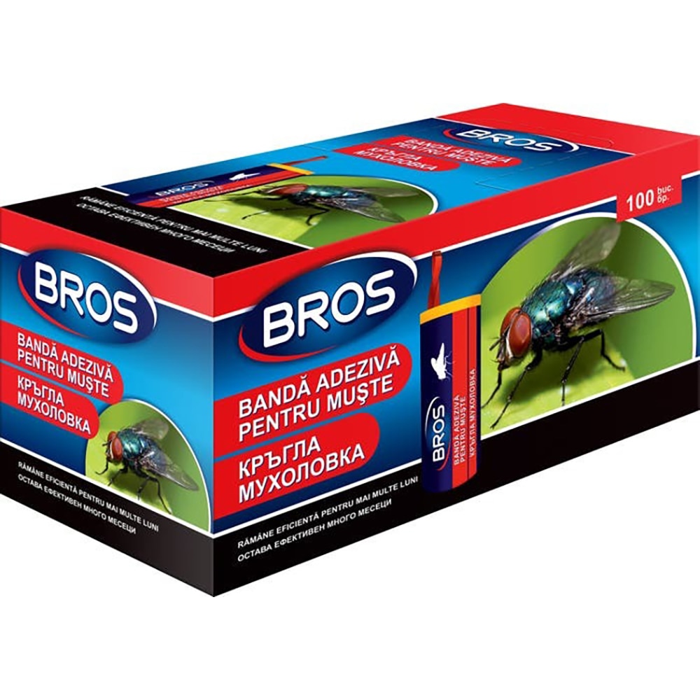 Banda adeziva contra tantarilor si mustelor BROS, 1 buc