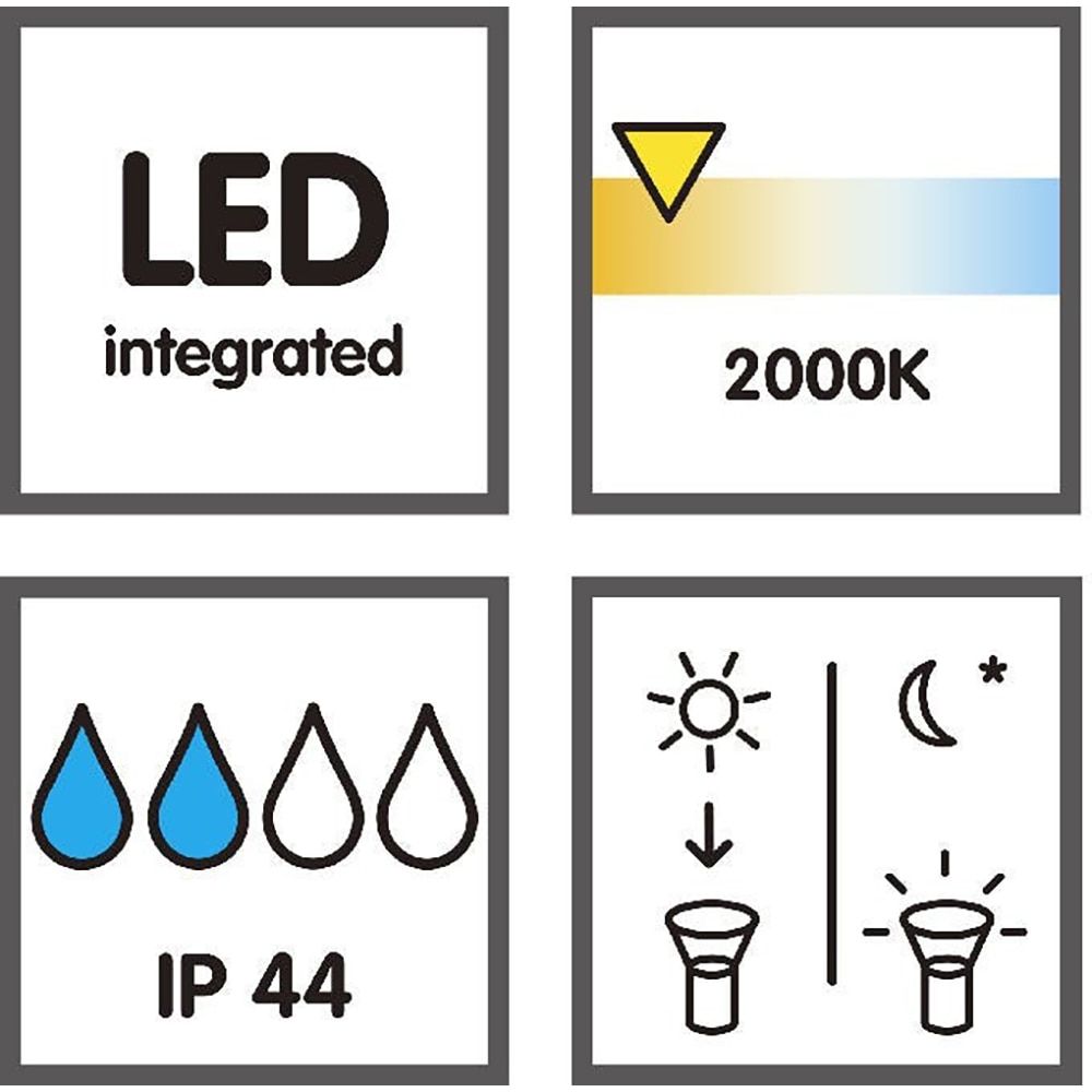 Lampa solara LED, IP44, 2000K, forma glob, negru