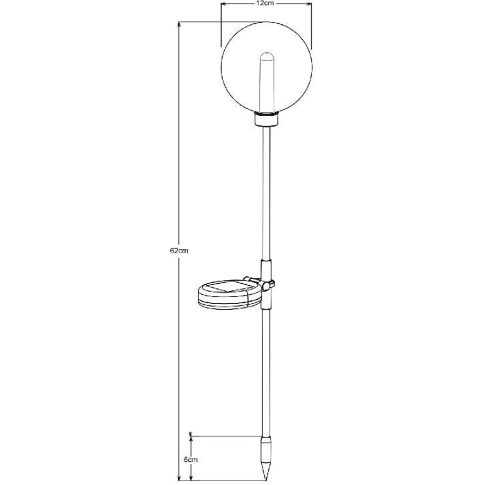 Lampa solara LED, IP44, 2000K, forma glob, negru