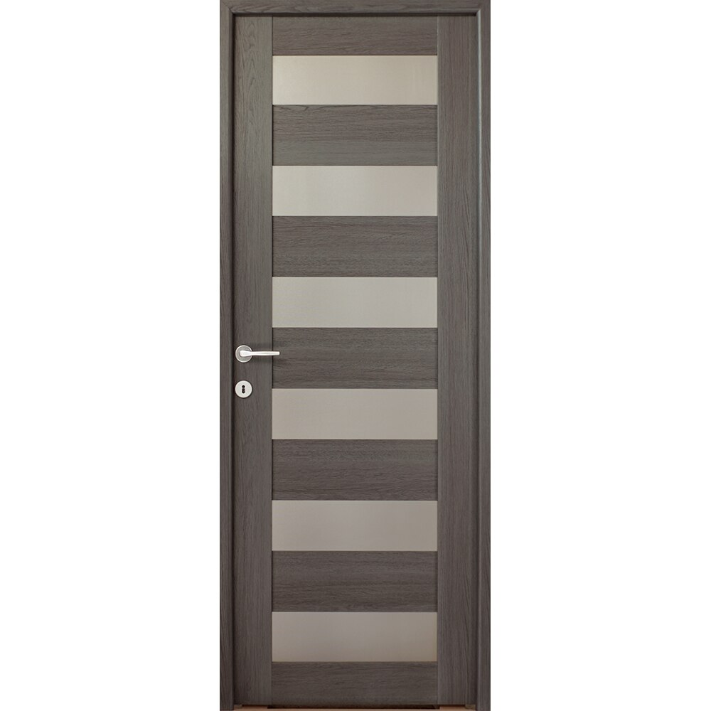 Usa interior Cerna, cu geam, reversibila, MDF, 68 x 203 cm, gri antracit