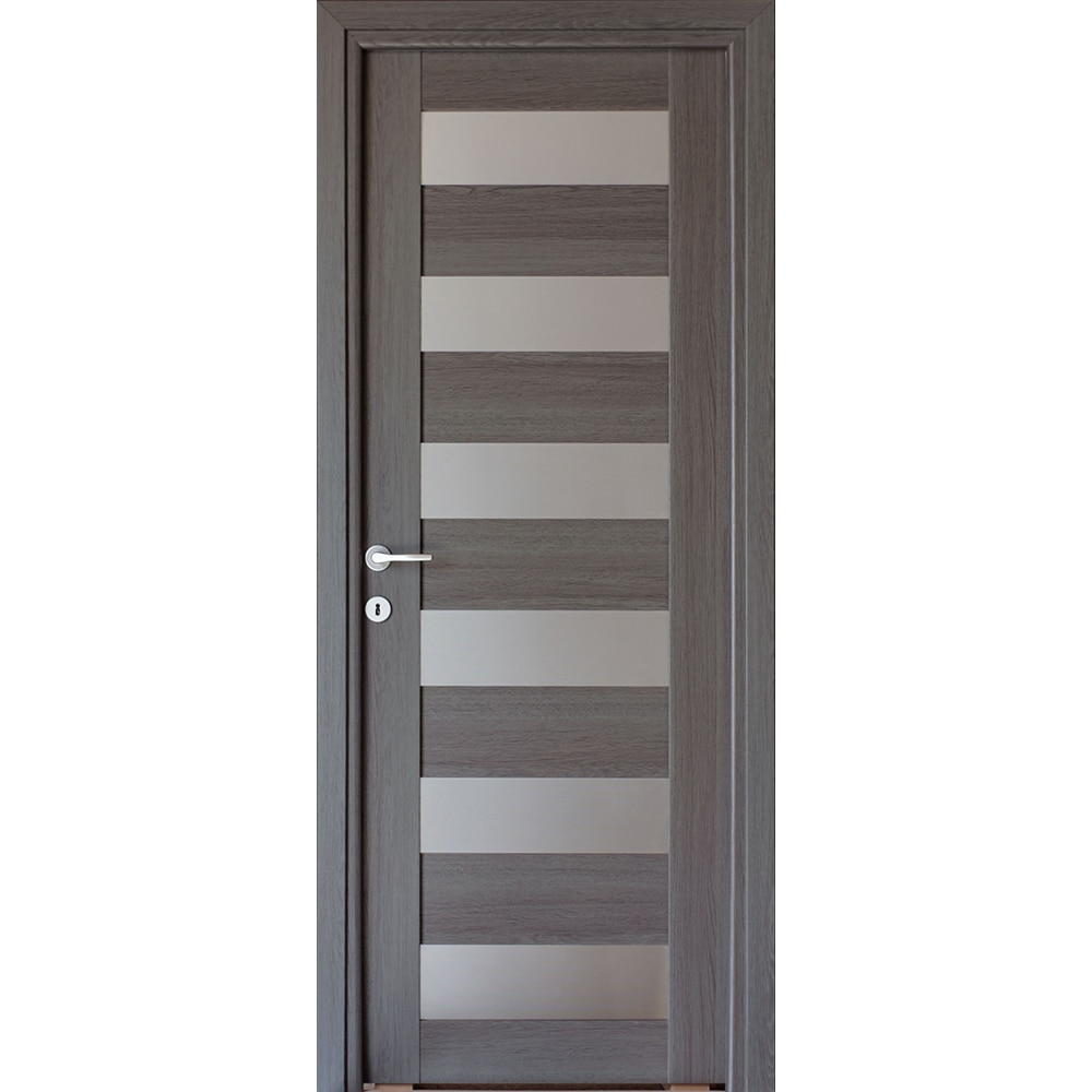 Usa interior Cerna, cu geam, reversibila, MDF, 78 x 203 cm, gri antracit