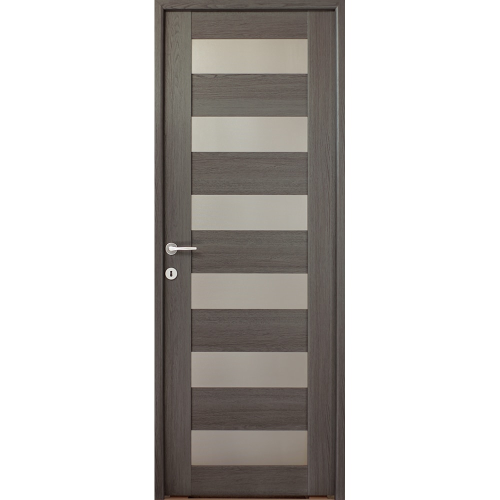 Usa interior Cerna, cu geam, reversibila, MDF, 78 x 203 cm, gri antracit