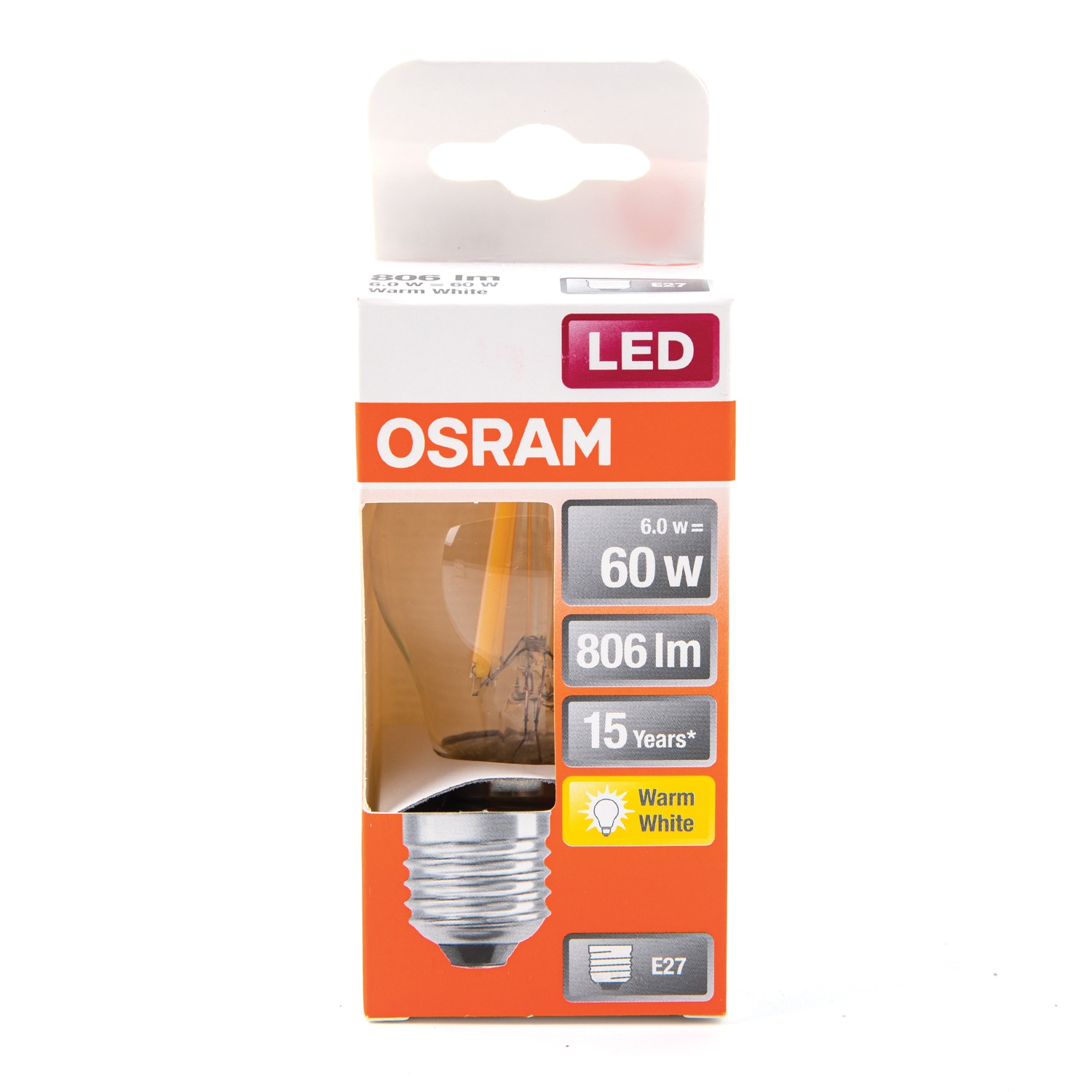 Bec LED, E27, 60W, 2700K, sticla, model sferic • Osram Star Classic