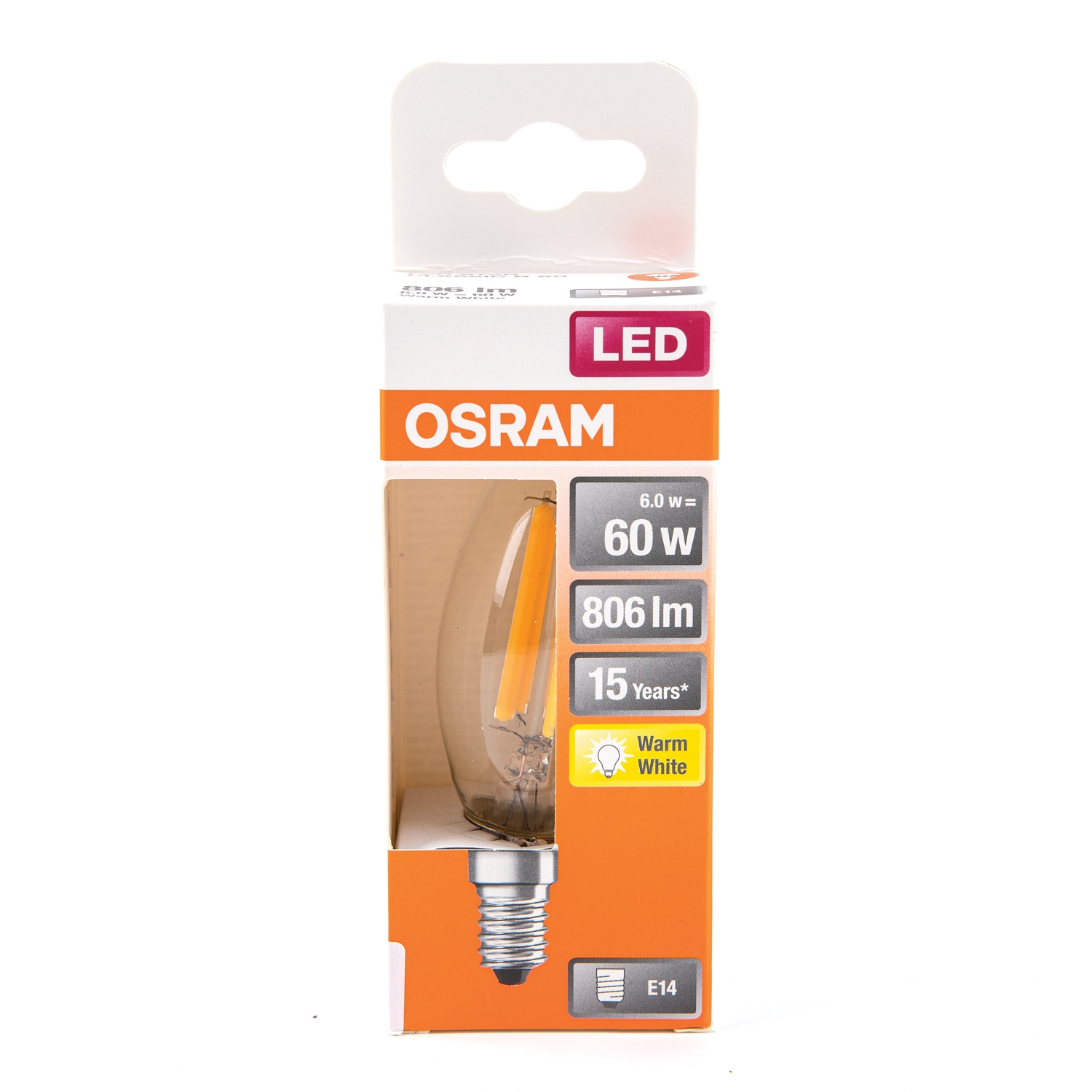 Bec LED, E14, 60W, 2700K, sticla, model clasic • Osram Superstar