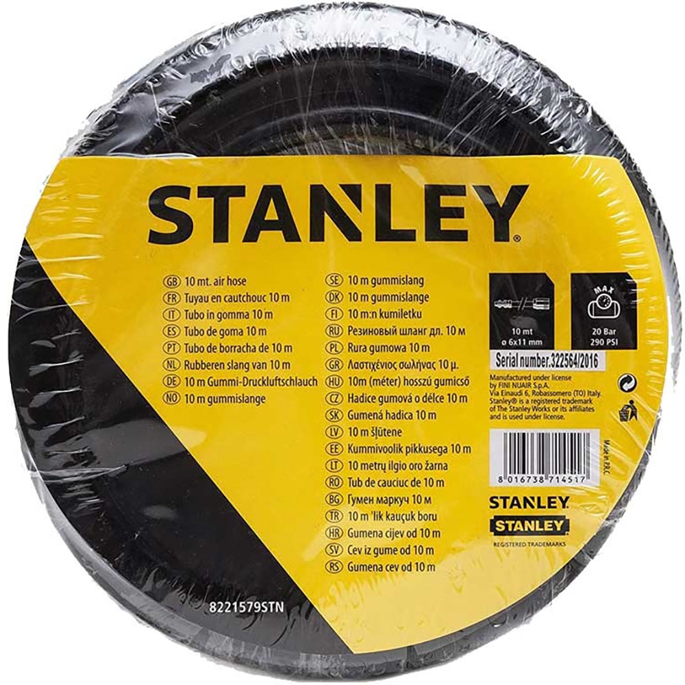Furtun compresor STANLEY 8221579STN, 10m, 6 x 11mm, 20bar, negru