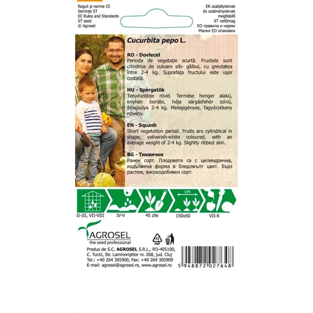 Seminte de legume Dovlecel Cerna AGROSEL, 1 plic