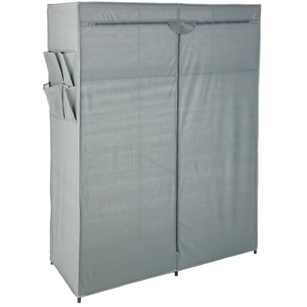 Dulap textil cu 2 etajere, 110 x 45 x 158 cm, gri