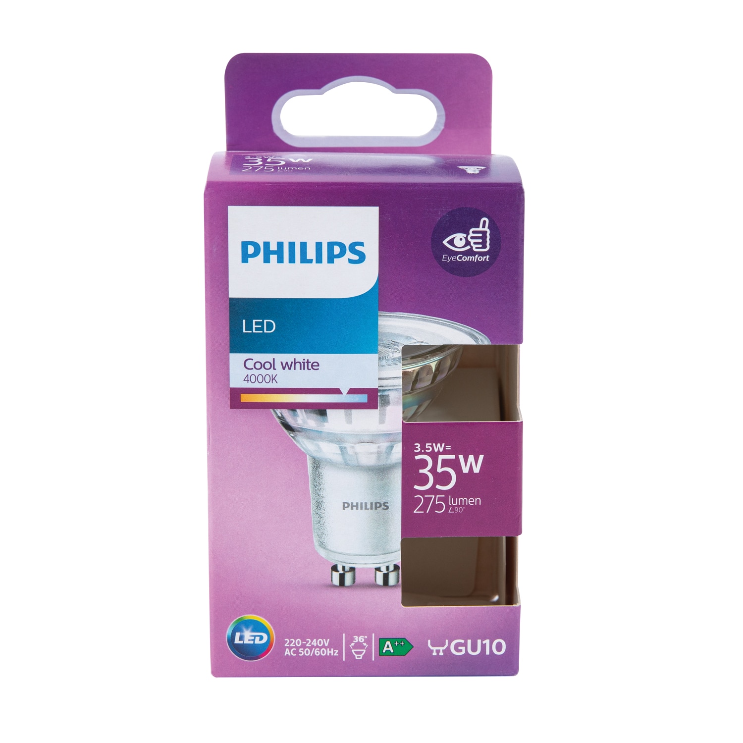 Bec LED, GU10, 35W, 4000K, plastic  Philips