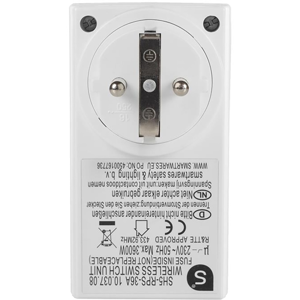 Comutator alimentare wireless Smartwares SH5-RPS-36A, Wi-Fi, 3600W, 30 m, alb