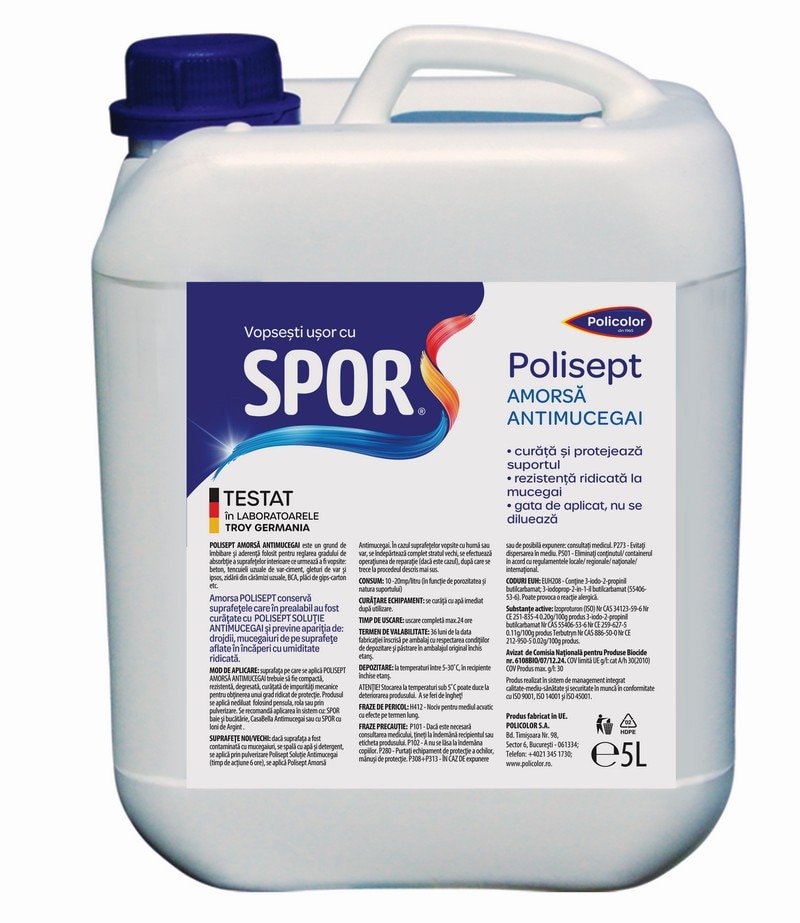 Amorsa antimucegai pentru suprafete cu igrasie, 5 L  Policolor Polisept